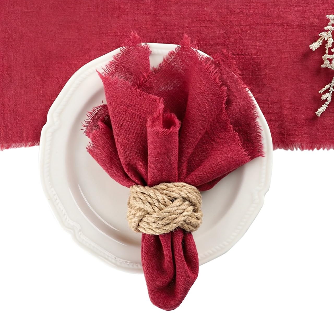 Cotton Napkins, 12 Pack, Kitchen Dining Table Napkins,Soft Decorative Cloth Napkins For Wedding, Rustic Boho Party, Valentine‘s Day, Thanksgiving,Party Dinner Daily Use(E,42X42cm)