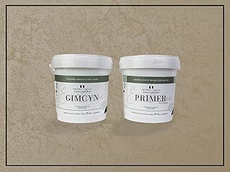Gimcyn - Textured, Metallic Effect, Bespoke Decorative Wall Paint Bundle. Includes 1kg of Paint and 0.5L of Primer - Covers 5SQM - In Colour GREY RUTILE.