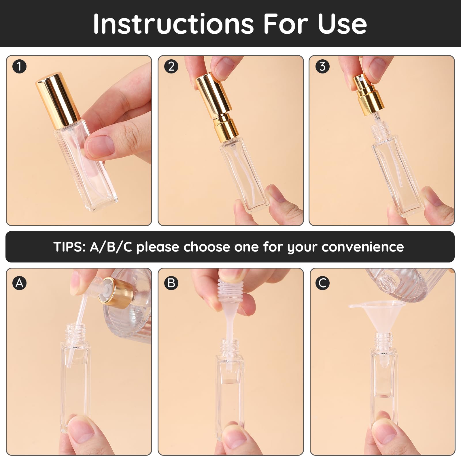 Segbeauty Porta Profumo da Borsetta, 20 Pezzi 10ml Vaporizzatore Profumo, Flacone Spray Trasparente in Vetro, Ricaricabile e Portatile, per Fai da Te Oli Fragranza