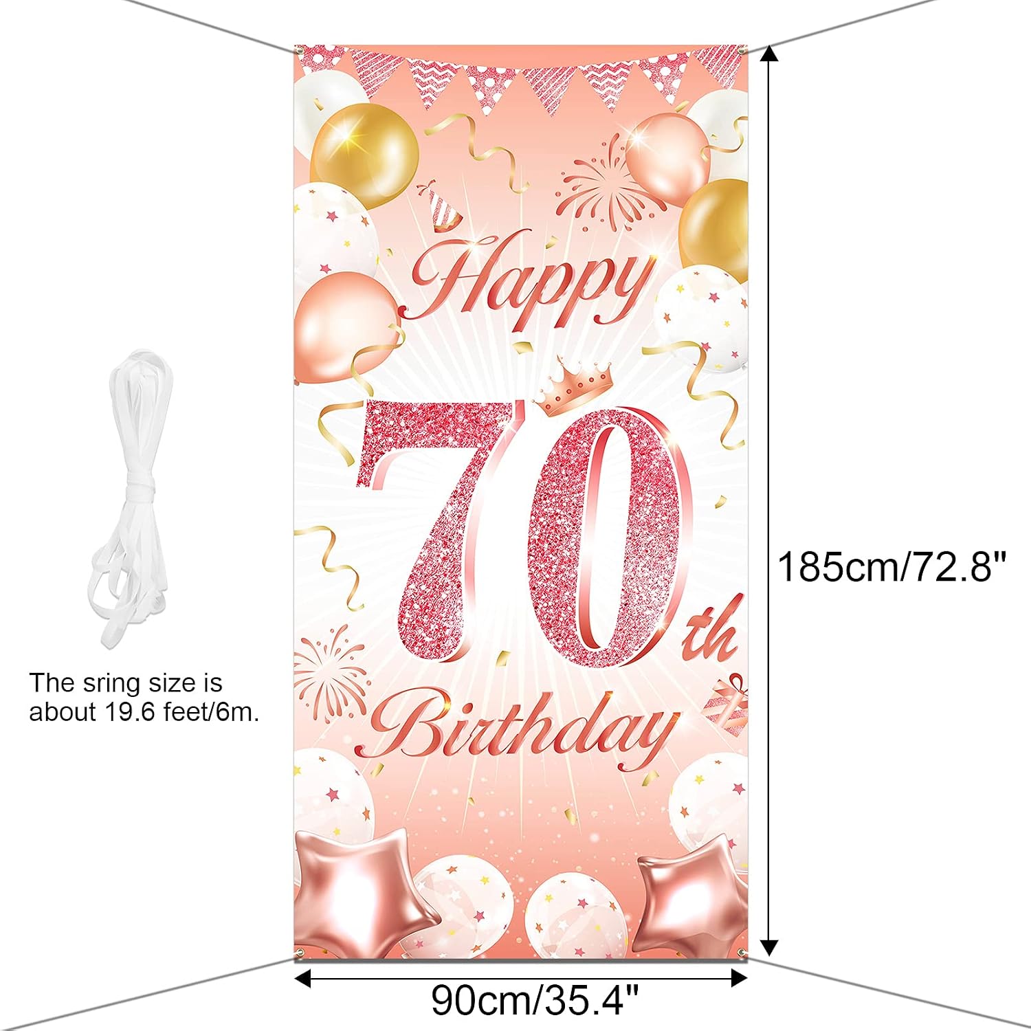DPKOW Rose Gold 70th Birthday Party Decoration Woman - Image 3