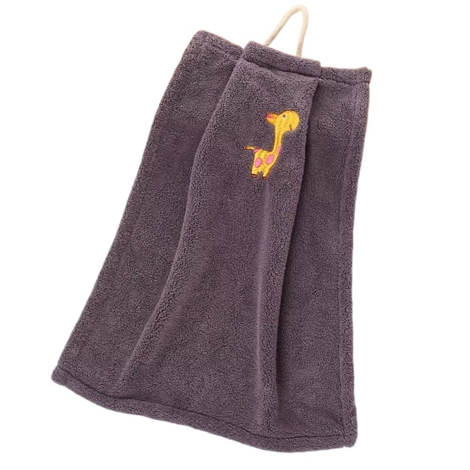 WSQHAO 5Pcs Animal Embroidered Hand Towel Absorbing Design For Kitchen & Bathroom for Hand(Dark purple)