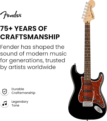 Miniatura 123 de Fender Squier Affinity Stratocaster - Paquete azul Lake Placid con amplificador Frontman 10G, estuche, afinador, cable de instrumento, correa, púas