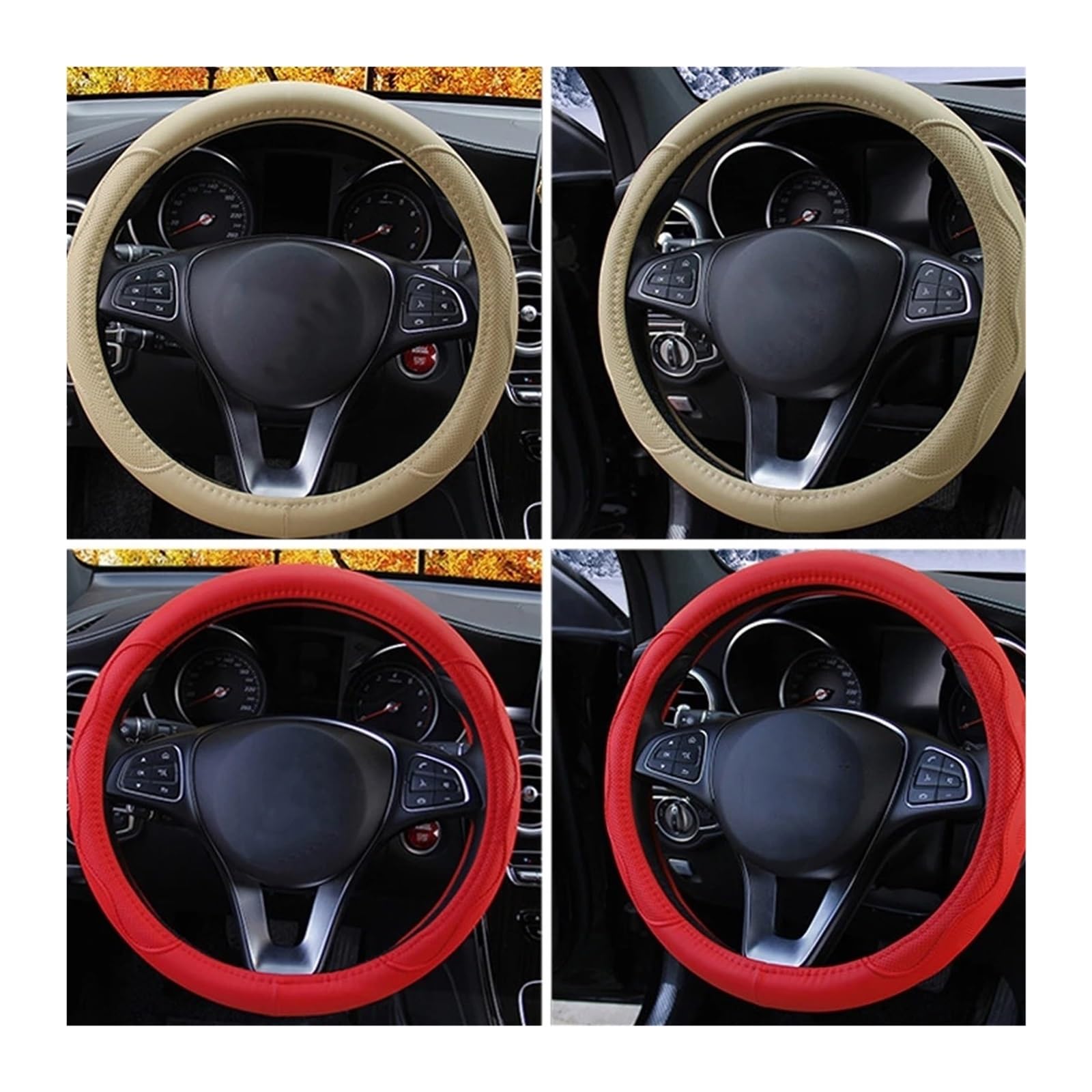 Funda Volante para Skoda para Octavia Protector para Volante De Coche Universal Volant Trenza En El Volante Antideslizante Funda Volante Auto Estilo De Coche Protector De Volante(Red Red)