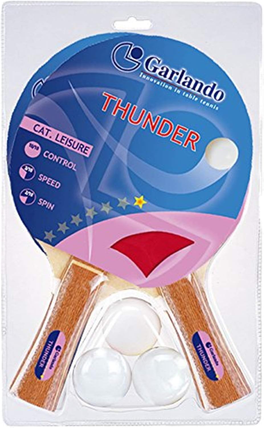 Thunder Table Tennis Accessory Set (2 Rackets/Paddles and 3 Balls)