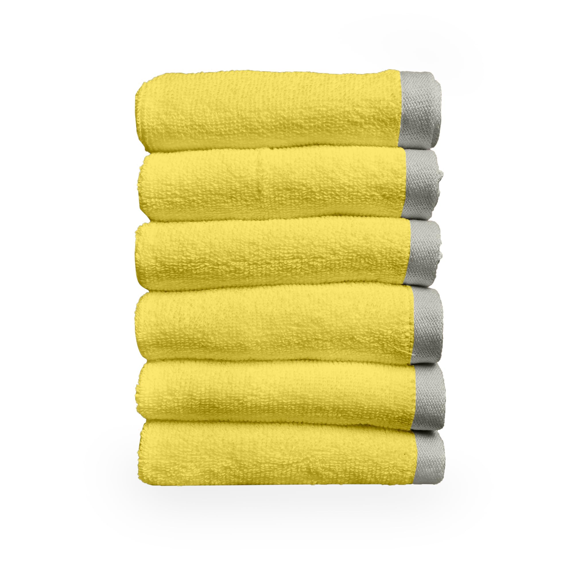 Divine Casa 500 GSM Cotton Face Towel Set of 6 | 30 x 30 CM Yellow Ultra Soft Absorbent Cotton Face Towels | Luxury Hotel Quality Quick Dry Washcloths-image-2