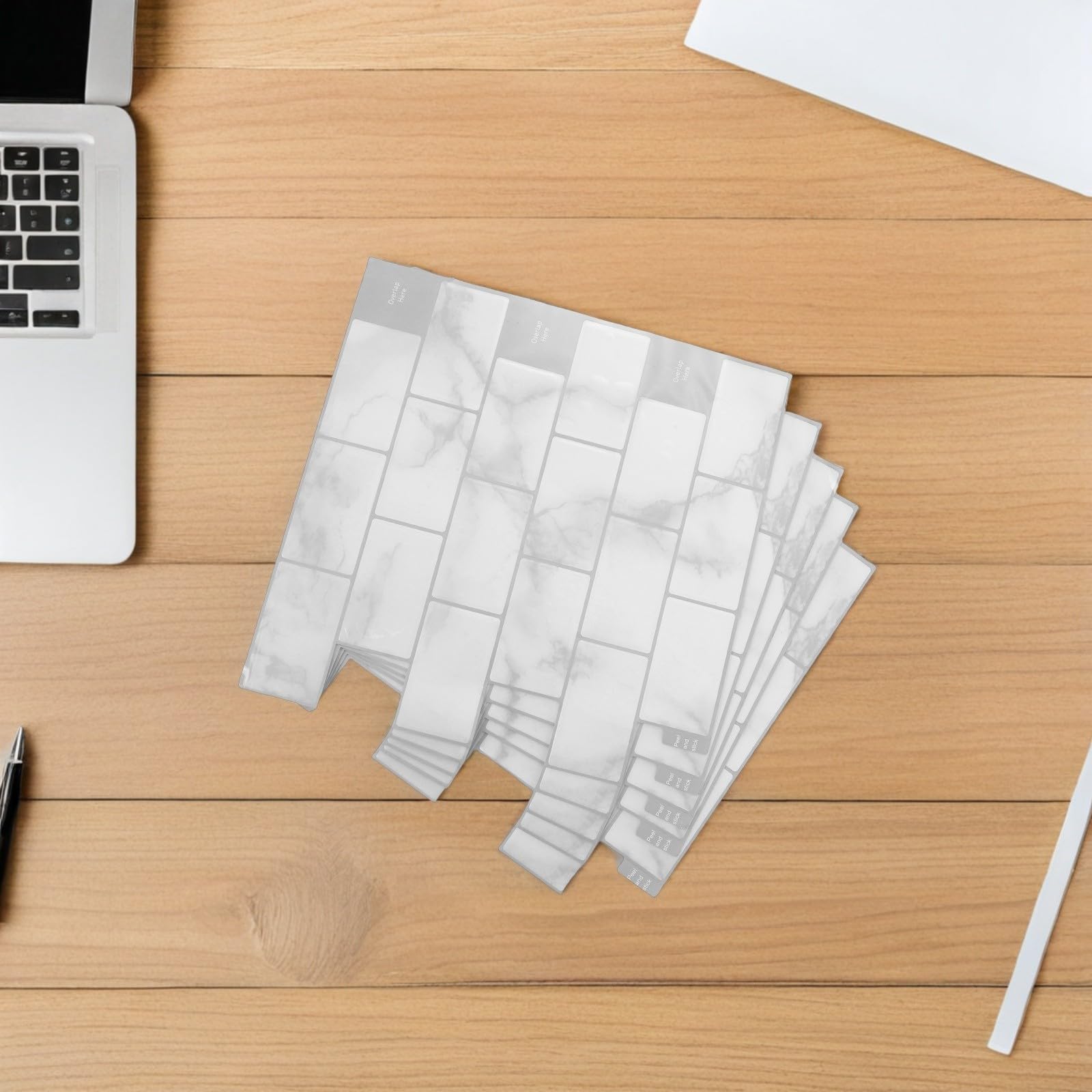 10 Hojas Pegatinas de Pared Efecto Azulejo 3d Gris Claro