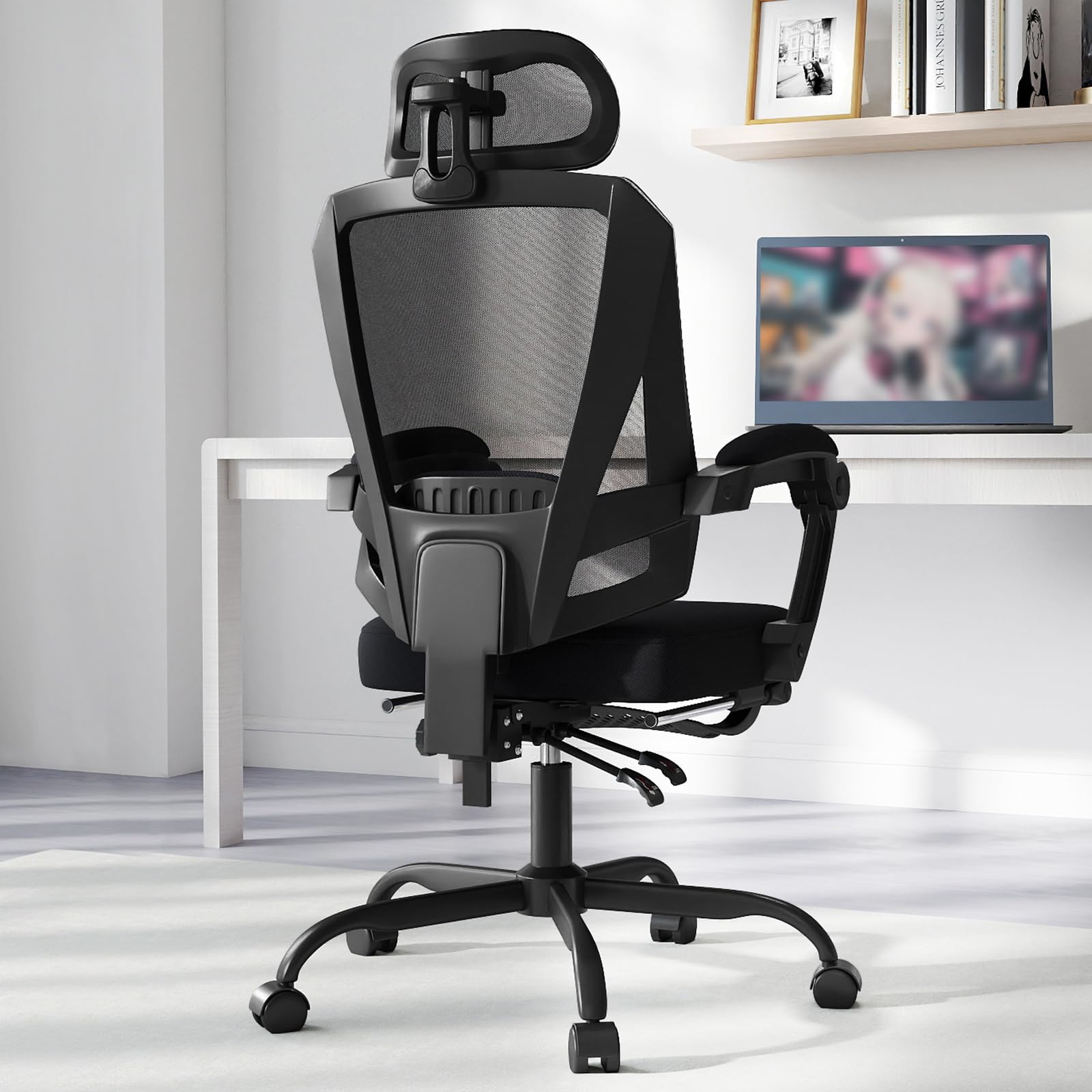 ✨人間工学　腰サポート✨　白　デスクチェア　ゲーミングチェア　オフィスチェア ✨人間工学 腰サポート✨ 白 デスクチェア ゲーミングチェア