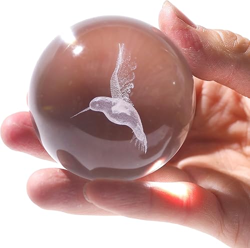 Miniatura 5 de vskikris Regalos de decoración de cristal de ángel guadiano y colibrí, bola de cristal láser 3D, regalo de pisapapeles para mujeres o niñas