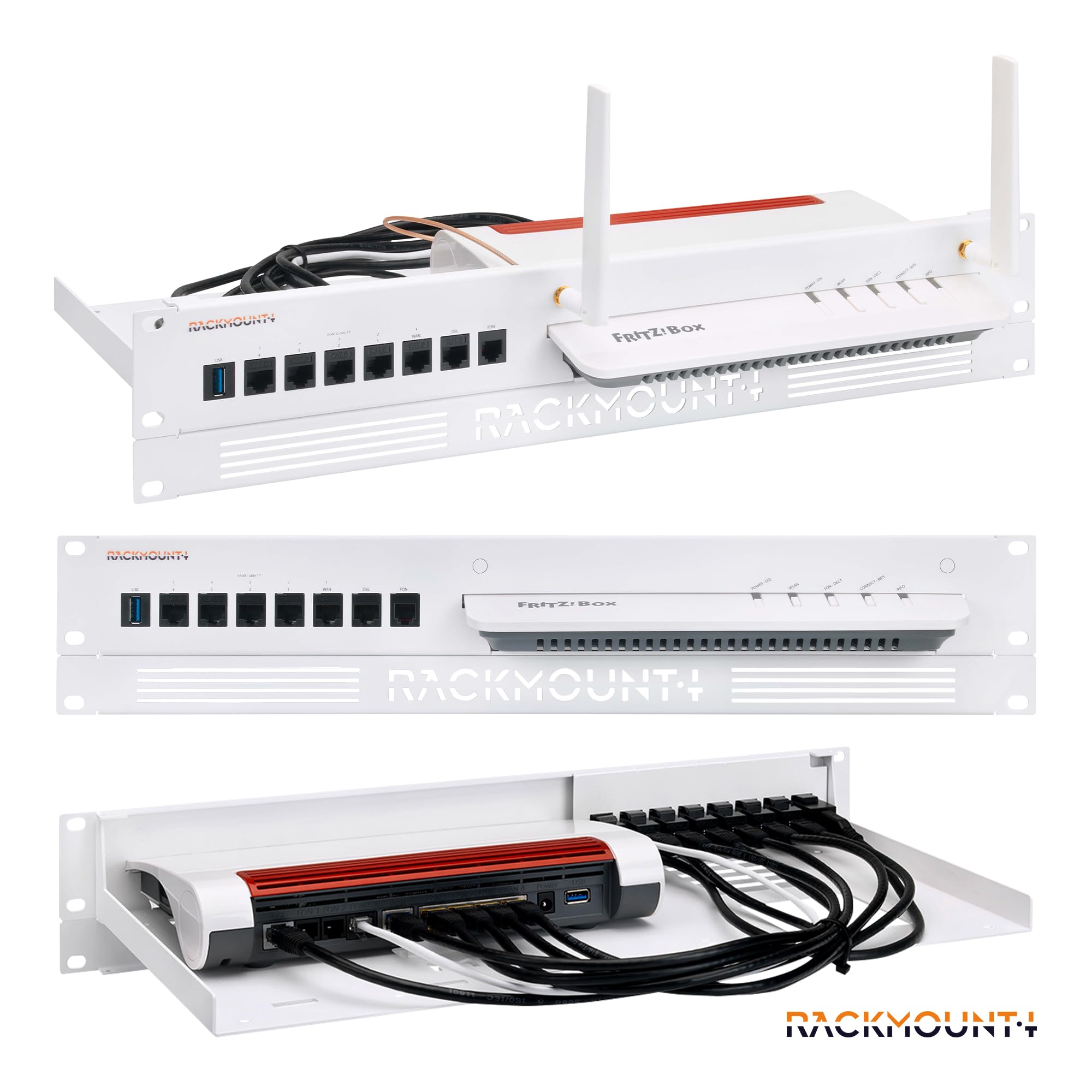 Rackmount.IT RM-FB-T3 Upgrade-Kit für Fritz!Box 6890/7590, Weiß, 217 x 482 x 59 mm