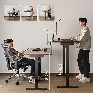 Standing Desk Height Adjustable, Stand Up Desk with 3 Memory Presets, Anti-Collision Computer Desk, Gaming Desk with Sedentary Reminder(140x60cm/55.1x23.6in)