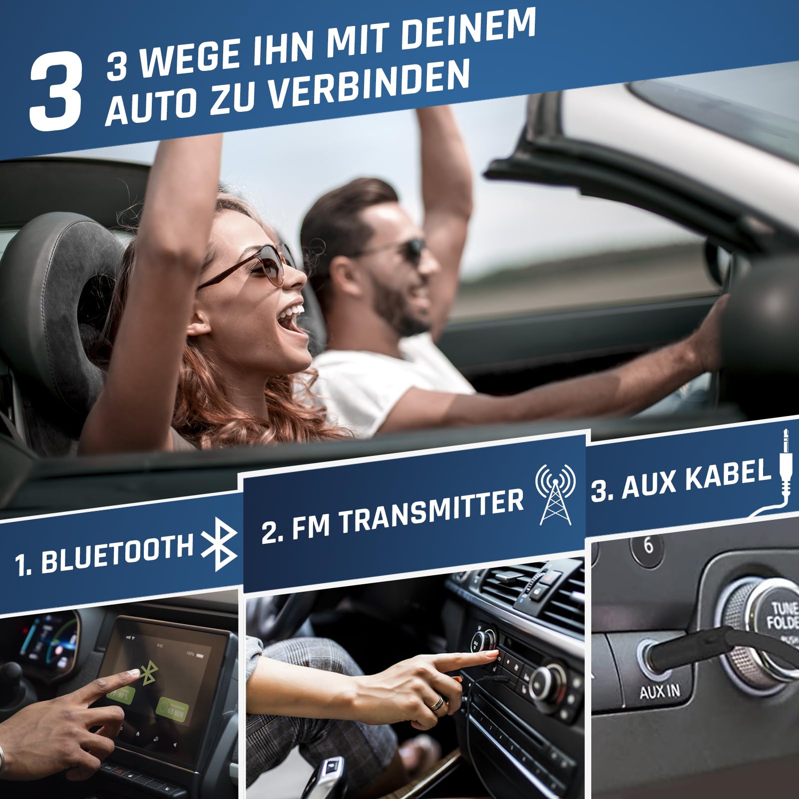 Journey Tragbarer CD-Player mit Radio FM und Bluetooth | Mit Anti-Schock-Chip SD-Kartenleser und wiederaufladbarem Akku fürs Auto, Schwarz
