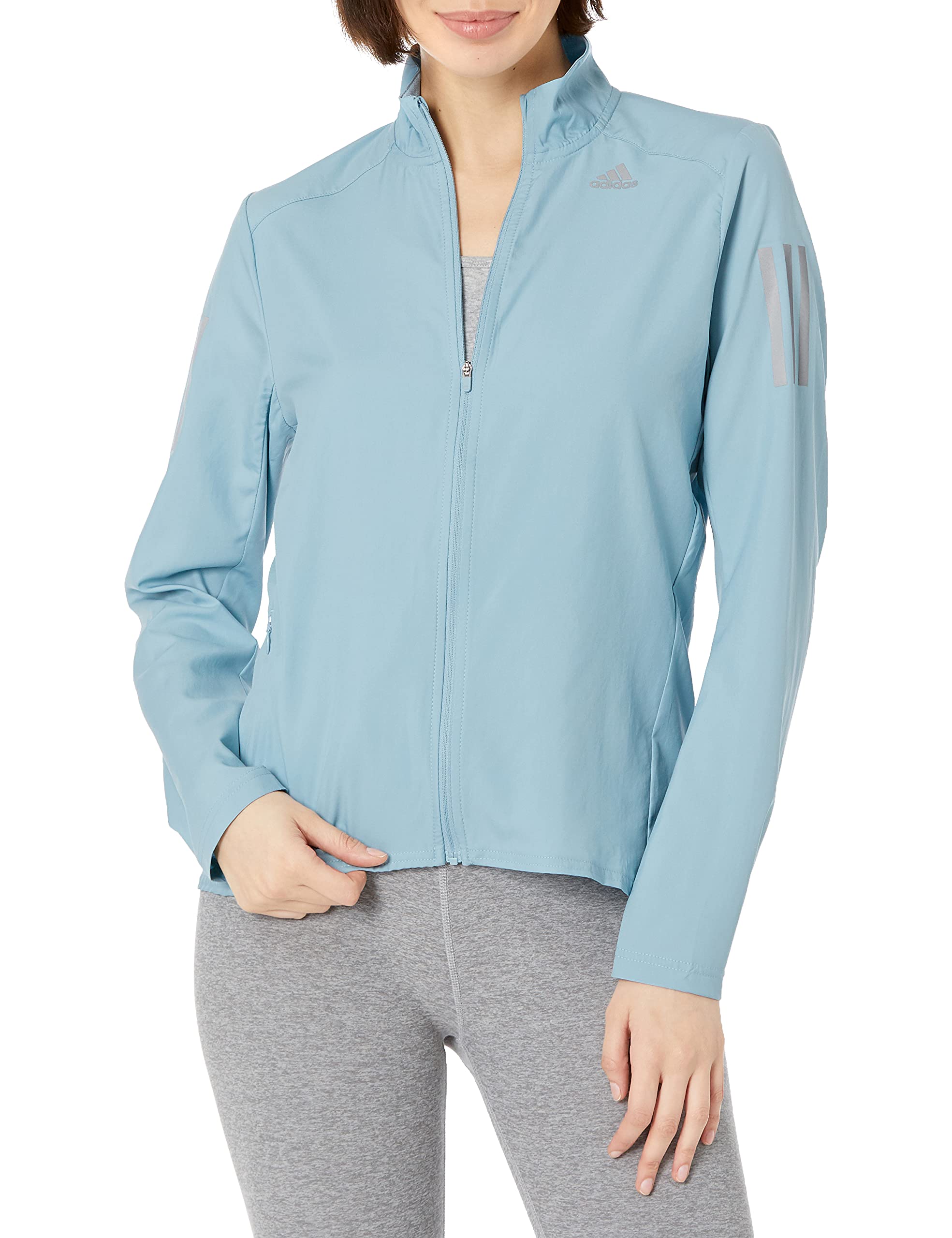 adidas Womens Own The Run Hooded Jacket Ash Grey Medium