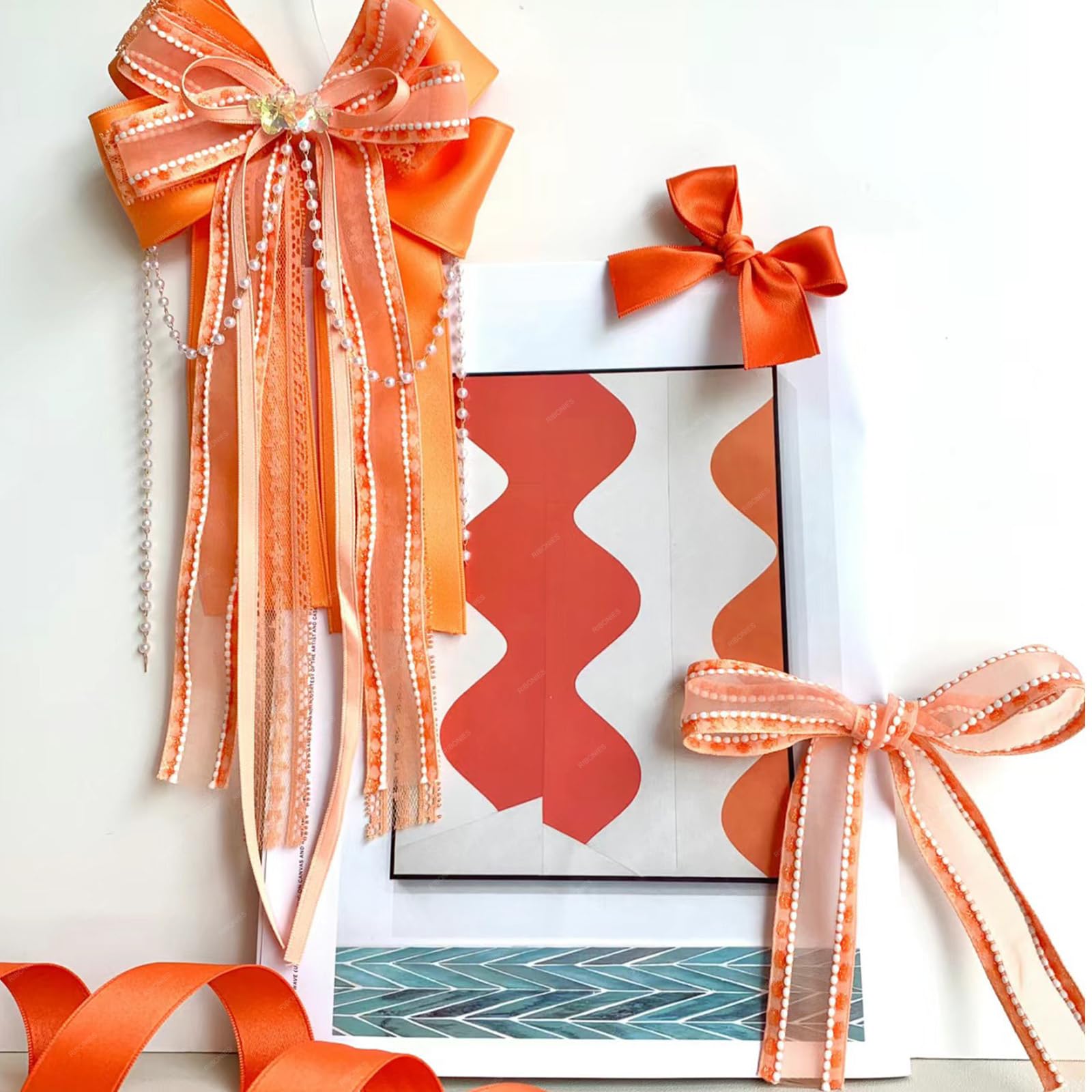 Nastro Di Raso Arancione 40mm X 22m - Per Regali, Fiori, Matrimoni E Decorazioni - Foto 6