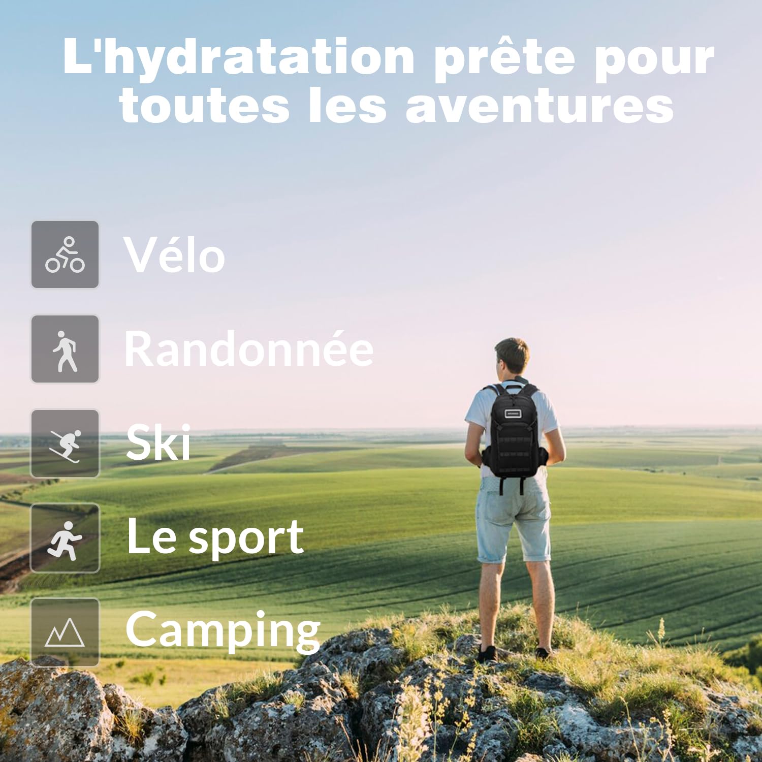 Sac à Dos Velo, Petit Sac à Dos de Randonnée pour Homme Femme, Sac 16L pour Ski Cycliste Vtt Snowboard Moto
