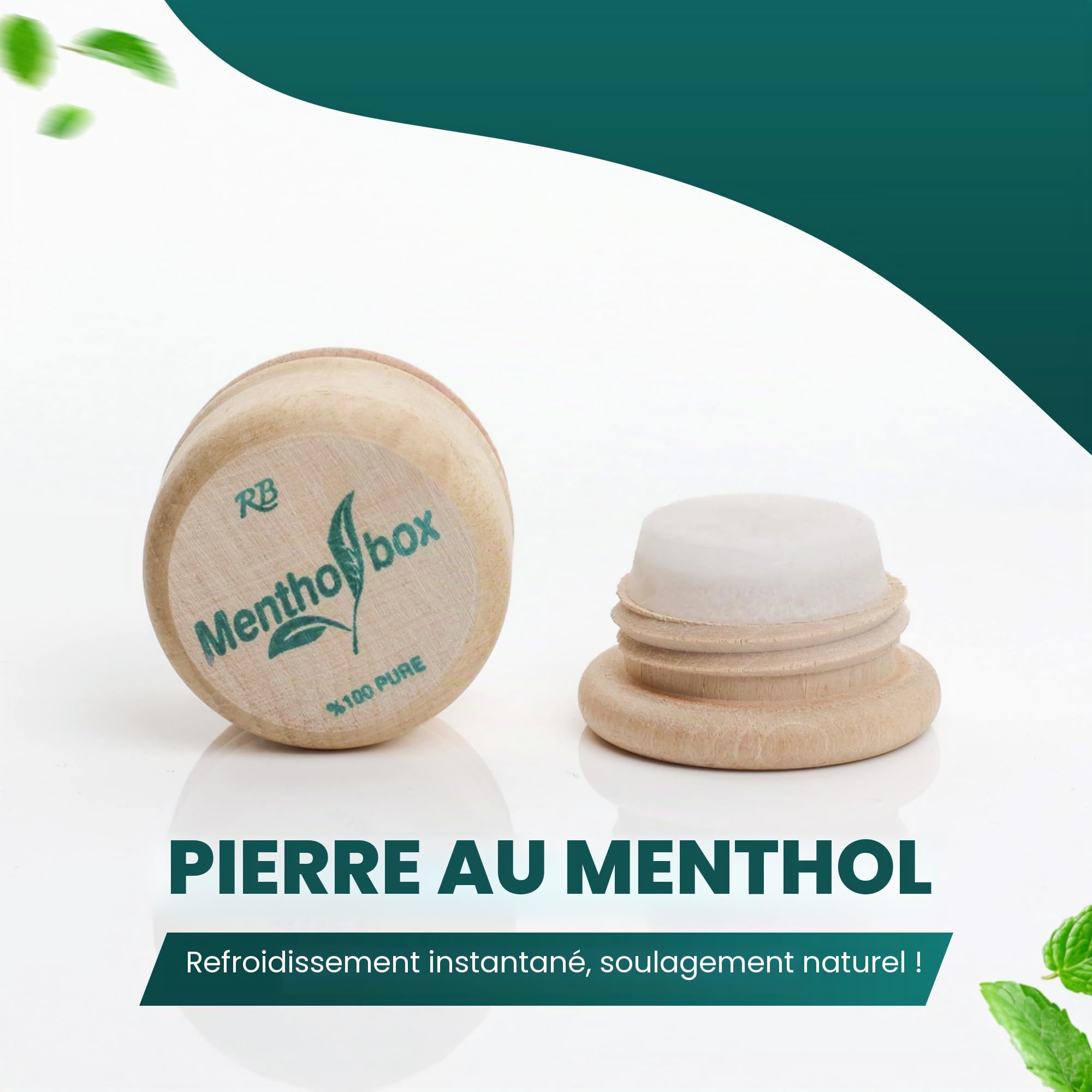 Mentholstein, boîte de menthol, migraine, macaron menthol rafraîchissant et glaçant, à appliquer sur le front et la nuque, massage spa au menthol, menthol cristal pur (3x6g)