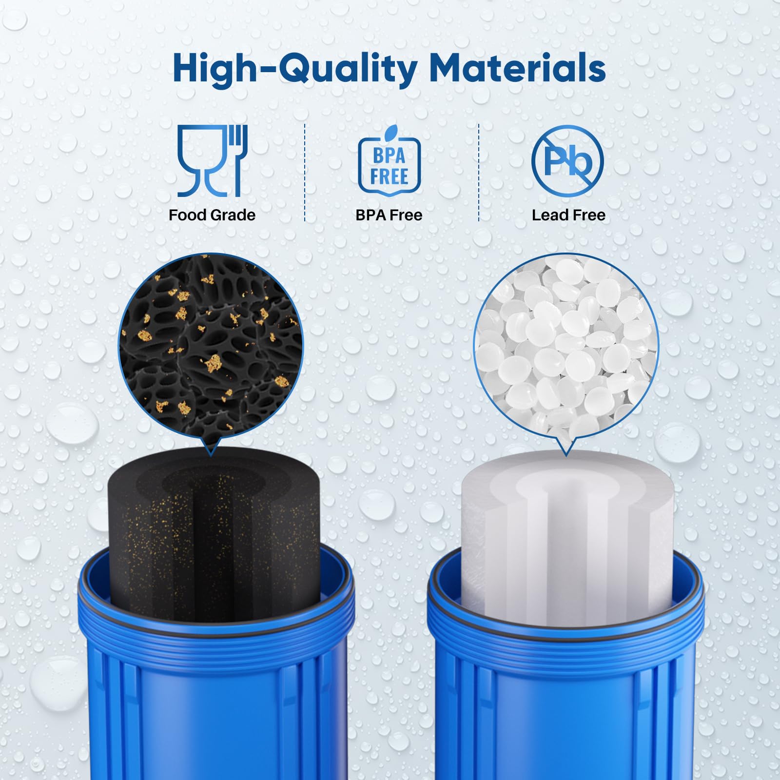 PUREPLUS Kit combinato con cartuccia filtro dell'acqua per tutta la casa, 11,4 x 25,4 cm, con filtro sedimenti, KDF e carbone attivo, kit di ricambio per filtraggio dell'acqua da 5 micron, 1