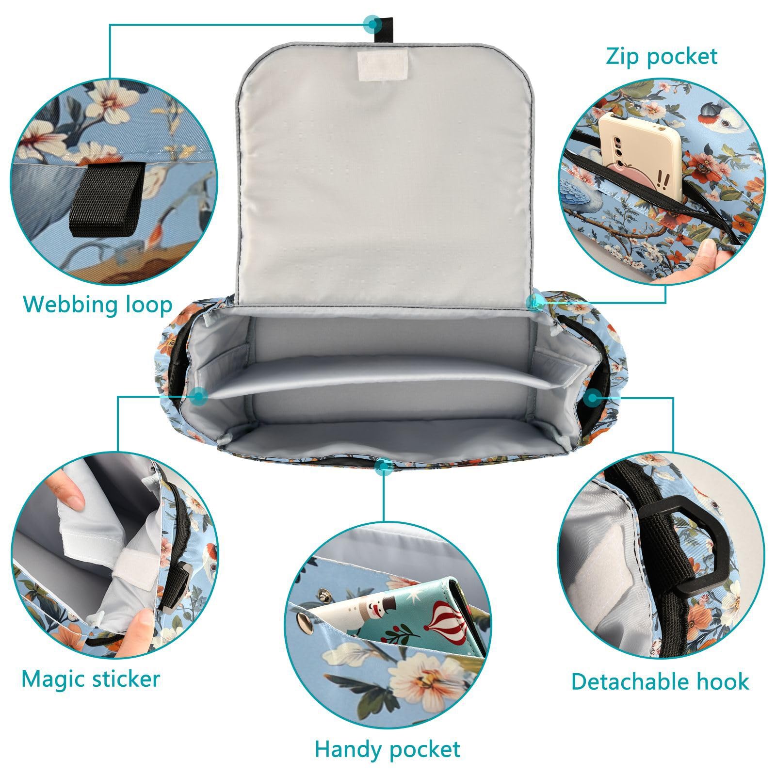 Tropical Plants Parrots Animals stroller organizer and cup holder diaper caddy stroller milk bottle accesorios para bebes accesorios para carro de ni?os para frio