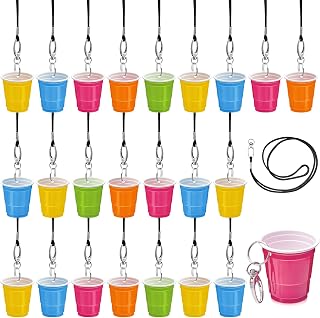 30 Set Shot Glass Necklaces Cups with Lanyard 2 oz Clip Plastic Mini Shot Glasses Adult Party Favor for Christmas Wedding Birthday Fiesta Whiskey Tequila Vodka Supplies (Colorful)