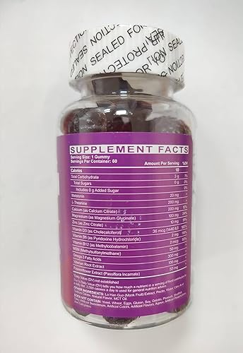 Miniatura 3 de Gomitas de melatonina de 20 mg para adultos, gomitas de melatonina de máxima fuerza con L-teanina, omega-3, D3 y zinc, sin hábito, veganas, sin OMG,