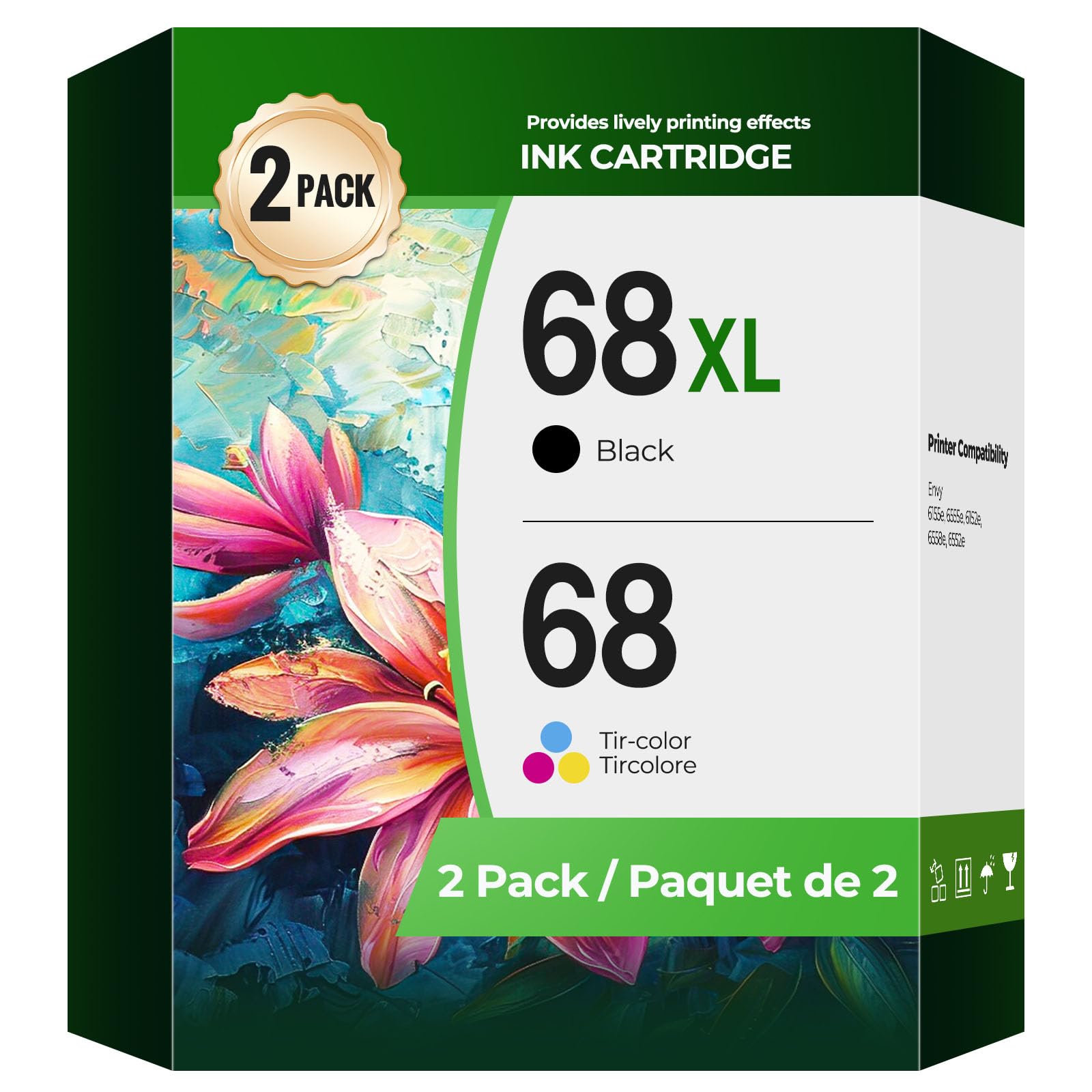 Amazon.com: 68 68XL Ink Cartridges Envy 6155e Envy 6555e ink