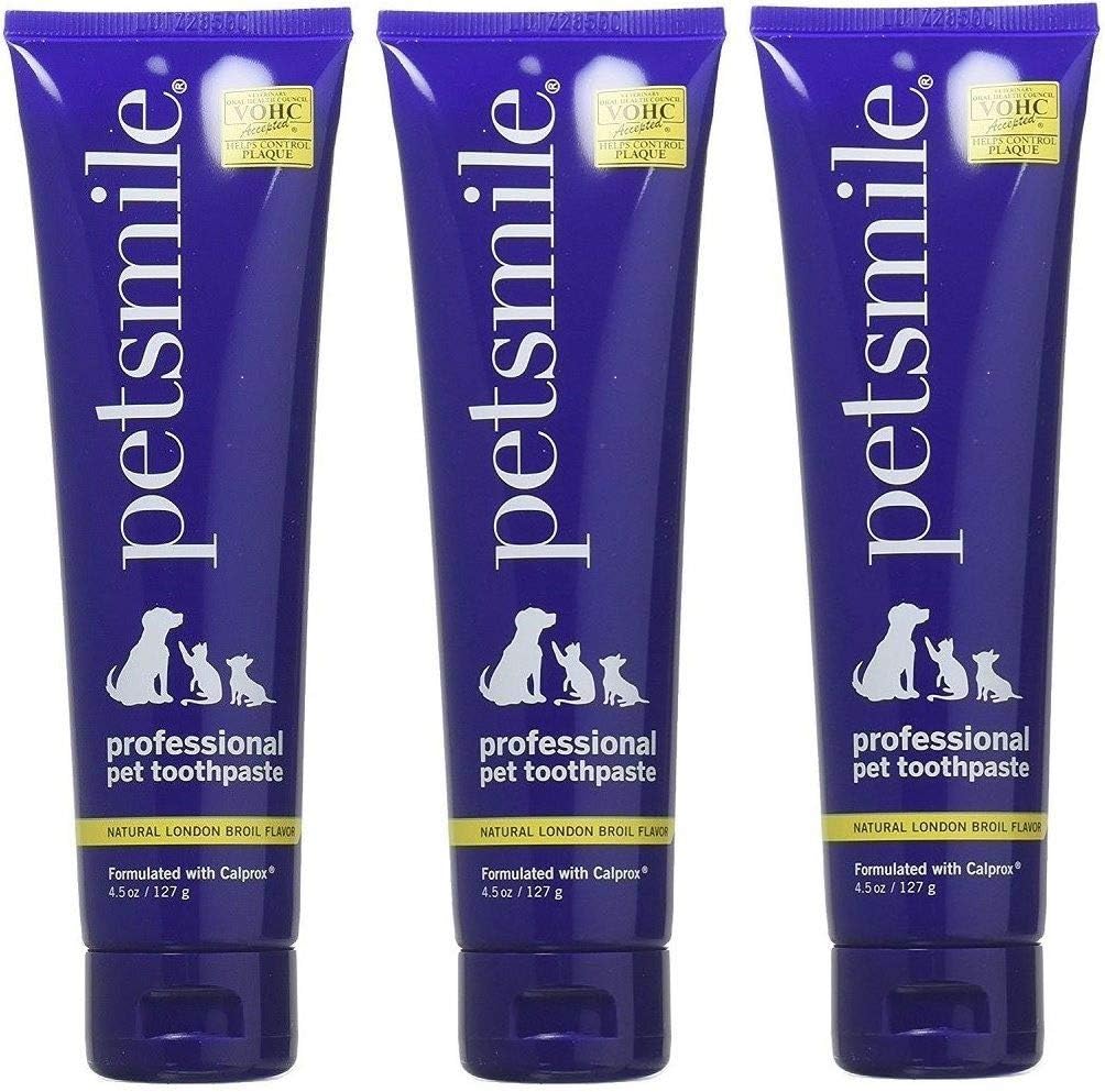 Bulk Packs, Petsmile Pet Toothpaste, Flavor: London Broil (4.2 oz Tubes: 3)