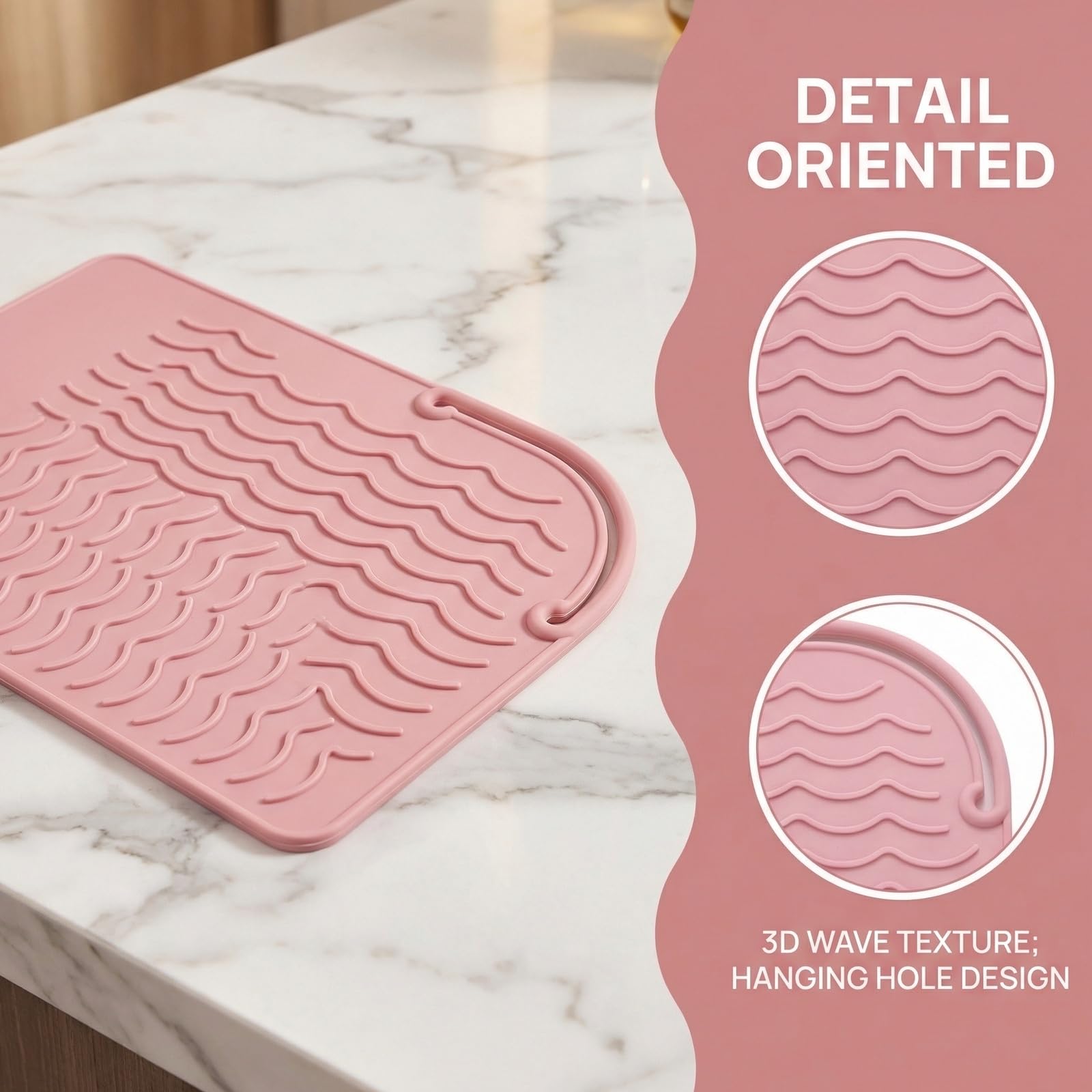 3 Piezas Alfombrilla de Silicona Resistente al Calor para Herramientas de Peluquería 21,8x16cm Ideal para Plancha, Tenacillas y Rizador Protección de Muebles, Portátil y Fácil de Almacenar — view 2