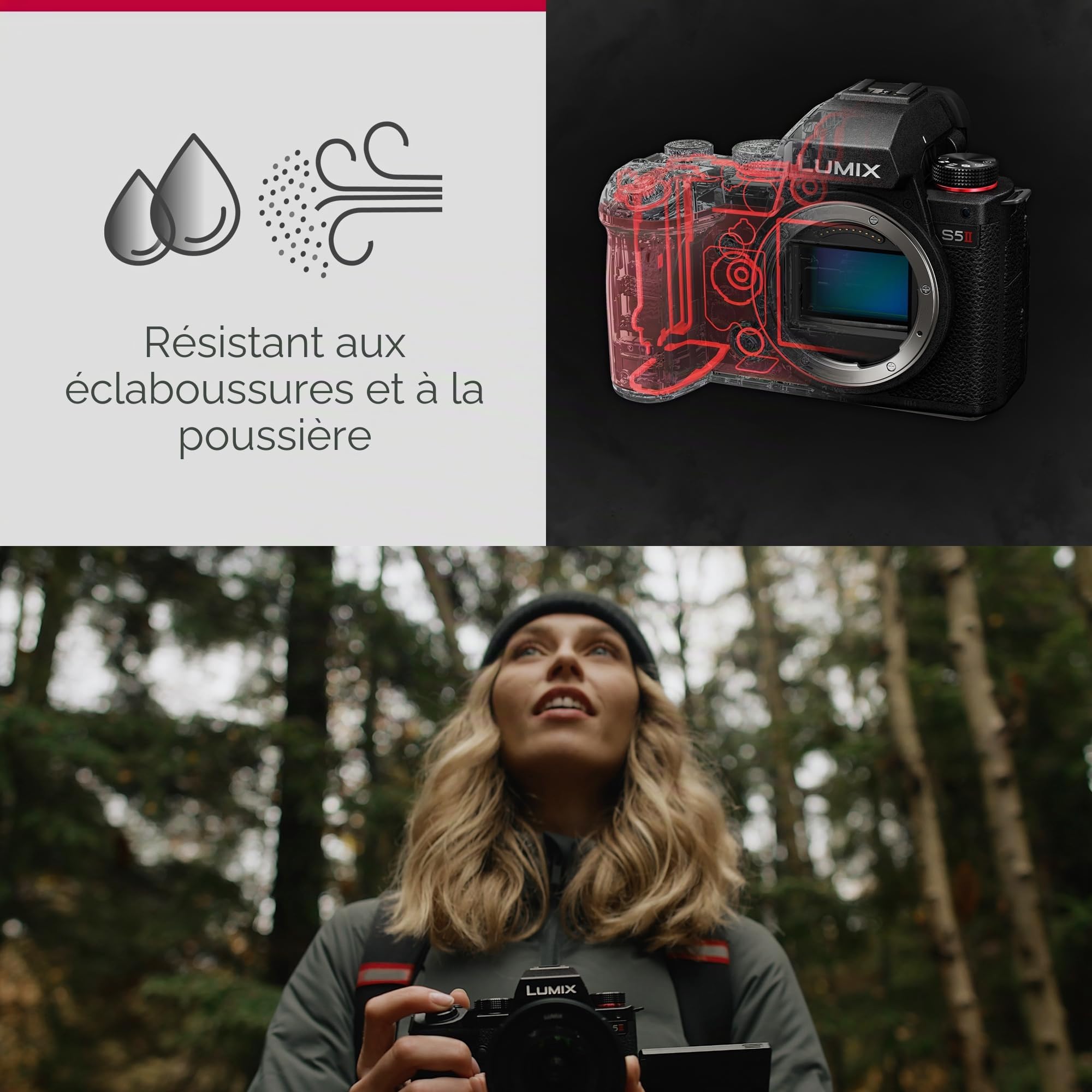 Panasonic Lumix S5M2 - Appareil Photo Hybride Plein Format + Objectif Lumix S 20-60mm F3.5-5.6 (24MP, AF Phase, Double Stab, Vidéo 6K 10bit illimité, Rafale 30ips, Tropicalisé) – Version Française