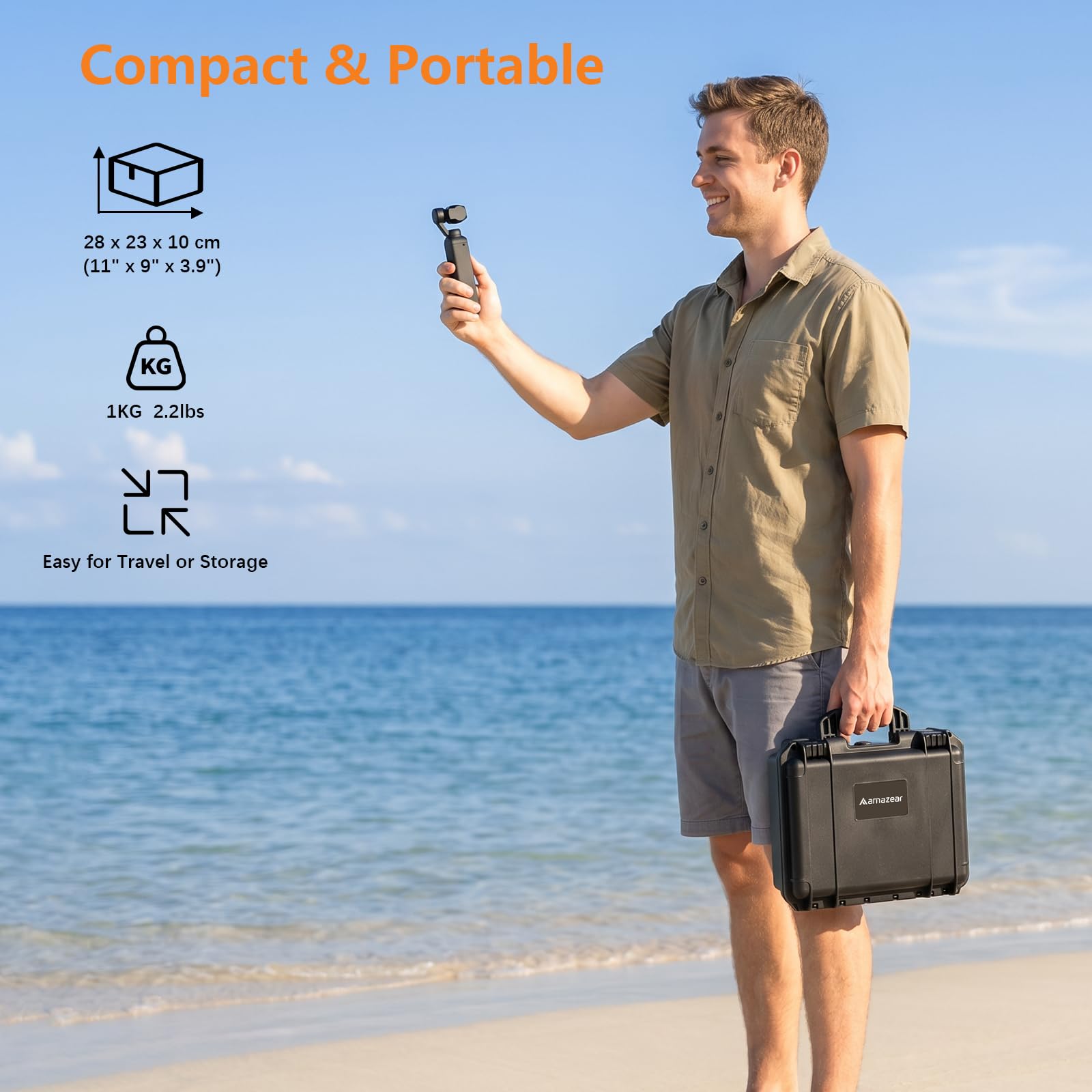 AMAZEAR Custodia rigida impermeabile compatibile con DJI OSMO Pocket 4, accessori Creator Combo Pocket4, scatola da viaggio a doppio guscio rigido per trasporto, conservazione, organizzazione