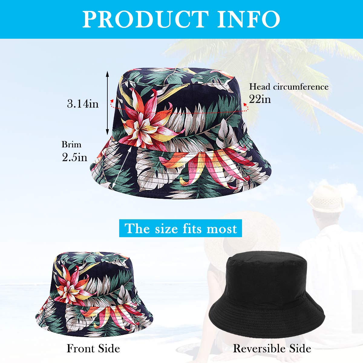 Feng Shui， Sombreros de Pescador para Mujer - Sombreros de Sol de Playa de Verano de algodón Reversible Sombrero de Pescador Plegable para Viajes Playa Senderismo Reino Unido