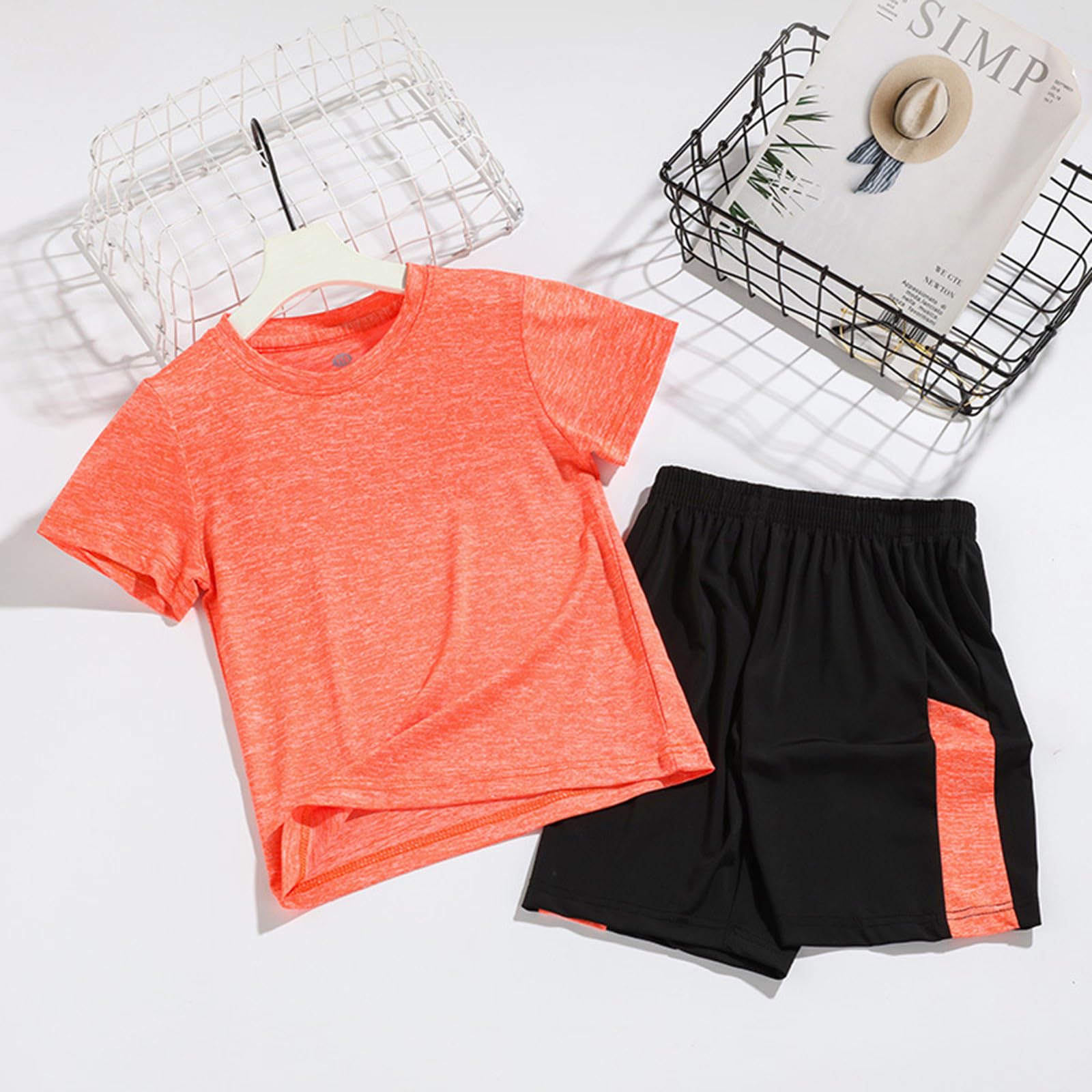 Jungen Mädchen Sportanzug Kurzarm T-Shirt Tops mit Shorts Sommer schnell trocknende Kleidung Set Jogging Fußball Trainingsanzug Baby Pullover Mädchen
