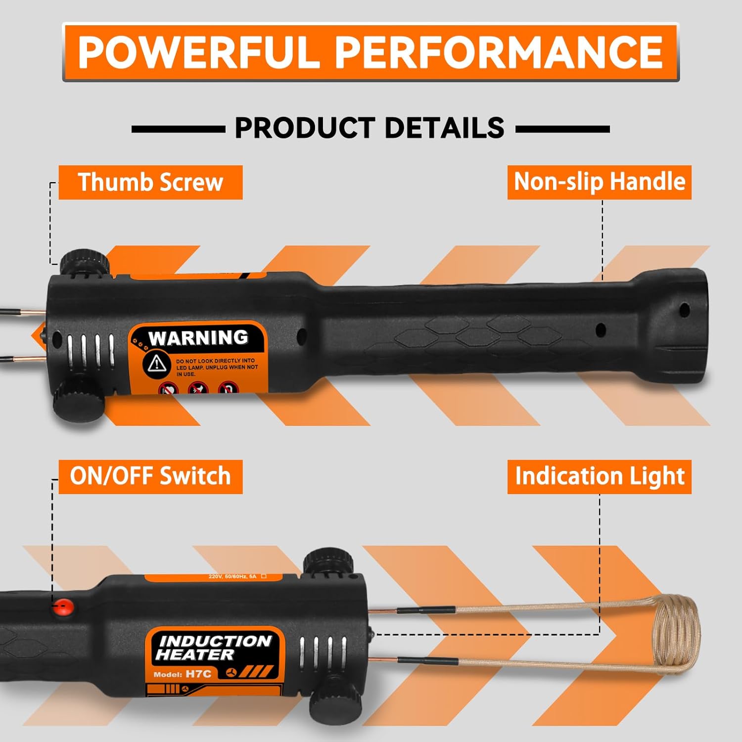Induction Heater Bolt Removal, 1200W Induction Bolt Heater Tool with 8 Coils, Heat Stripped Bolt Remove for Rusted Nuts, Screws (Orange)