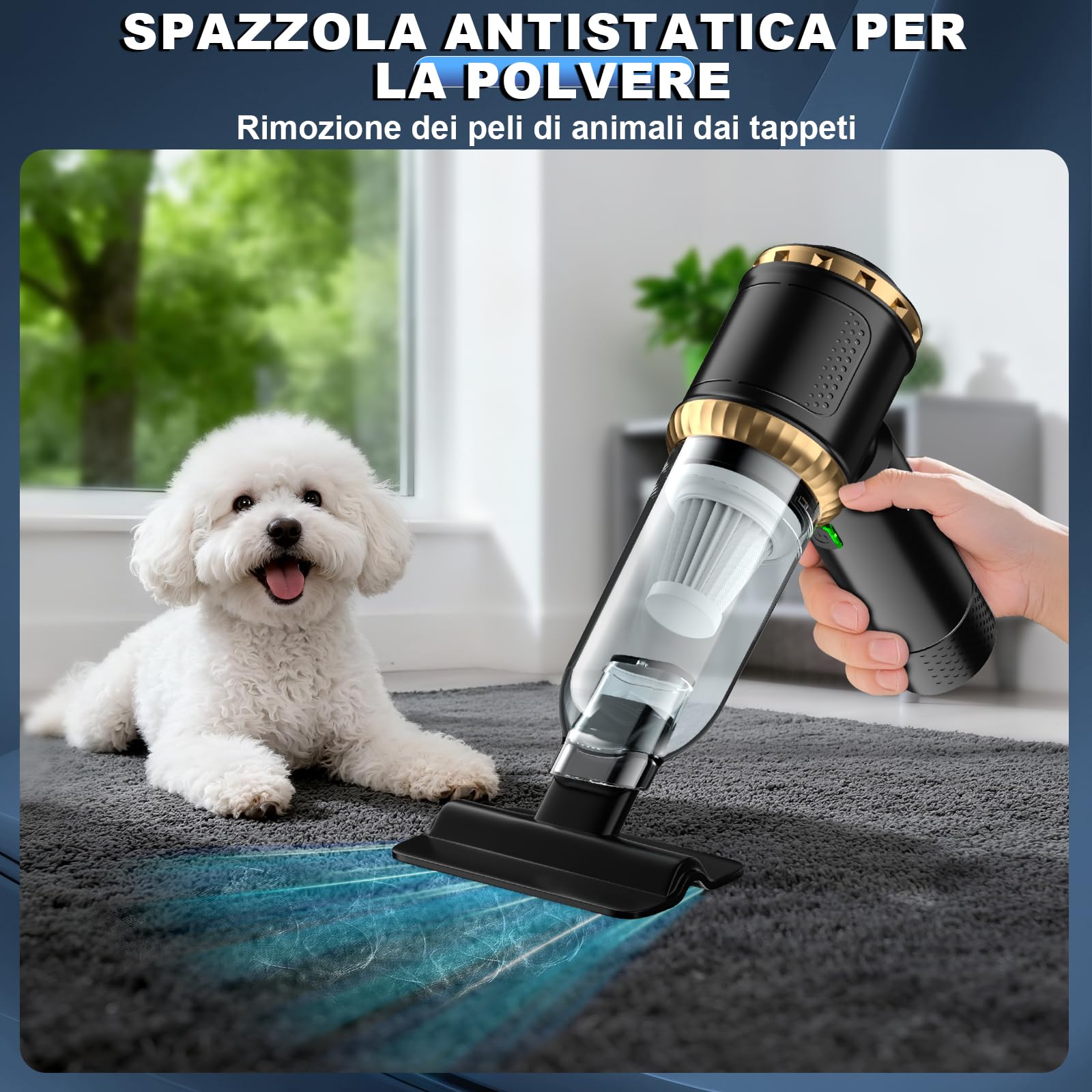 Aspirapolvere a mano 4 in 1, 25000 PA per auto forte, aspirapolvere a 3 marce, senza fili, con motore senza spazzole, 220000 giri/min, aspirapolvere per auto, divano, PC, ufficio e pulizia dei