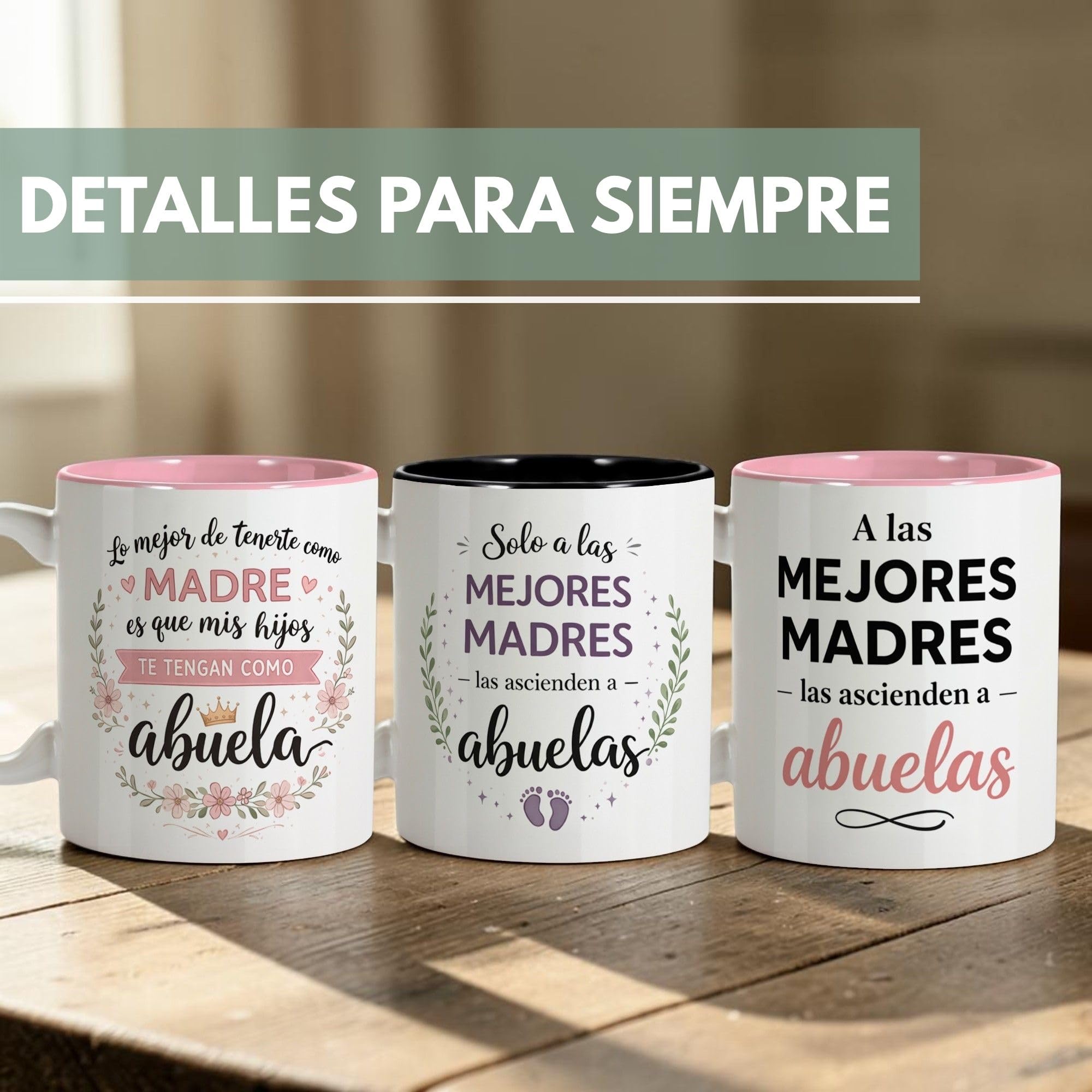 LolaPix Taza Abuela. Regalo Abuelas Dia de la Madre. Regalos para Mama Original. Apta para Lavavajillas. Yaya Regalo. Taza Dia de la Madre Abuela 330ml Color Interior a elegir. Te tengan como Abuela — view 7