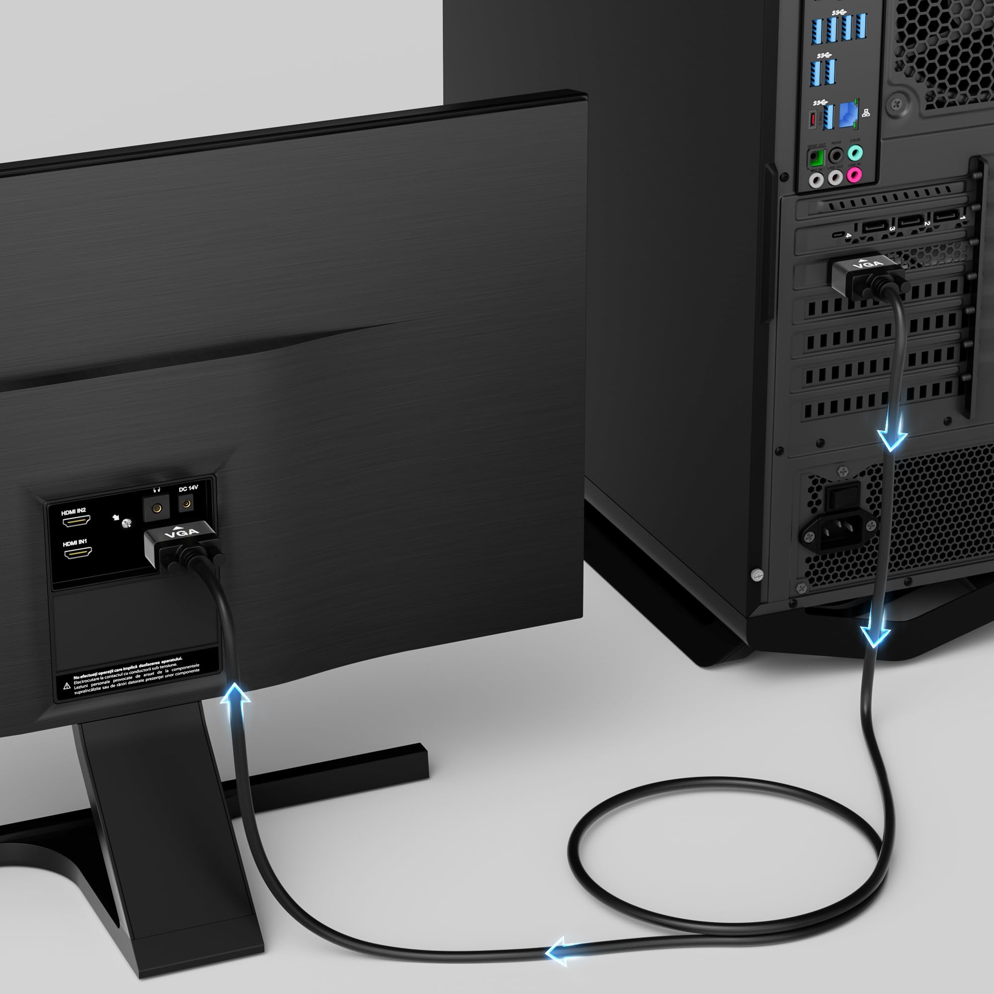VGA-auf-VGA-Kabel, 1,2 m, VGA-Stecker auf Stecker, Adapterkabel, Standard 15-polig, vergoldete Stecker, Aluminiumgehäuse, 1080P, für Computer, Laptop, Desktop, Monitor, Projektor, Gaming, HDTV, DVD,