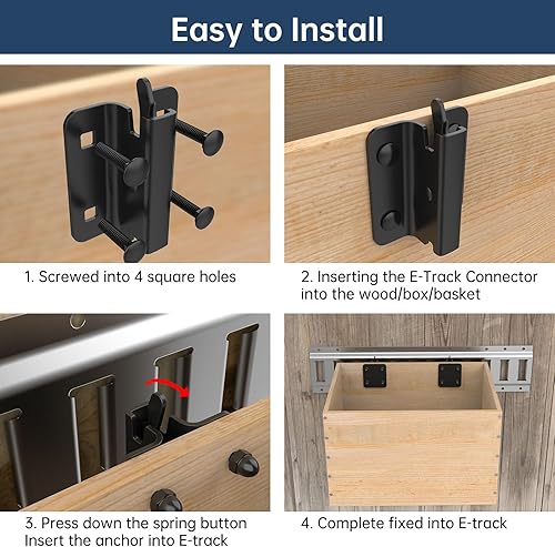 Miniatura 5 de 6 piezas de conector E-Track con placas cuadradas, conector de accesorio E-Track de acero de montaje en perno para remolques, conector de sujeción