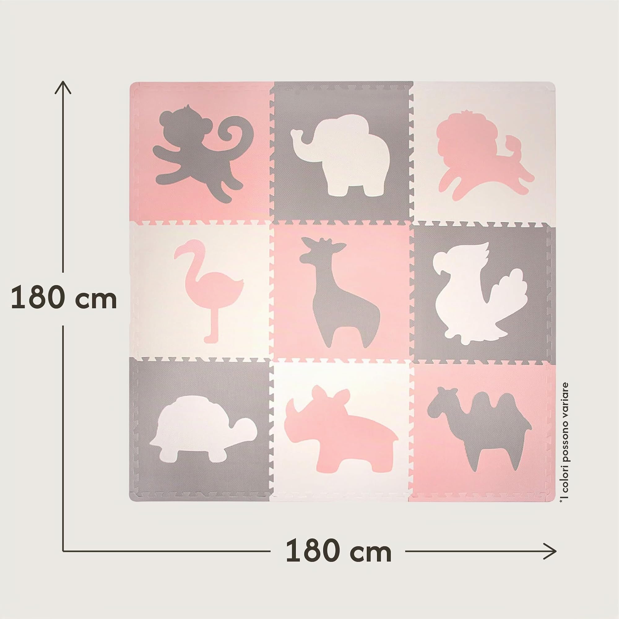 Elegante tappetino puzzle Africa, 180x180 cm, XXL 60x60 cm, 20% più spesso, morbido, privo di sostanze nocive, inodore, facile da pulire