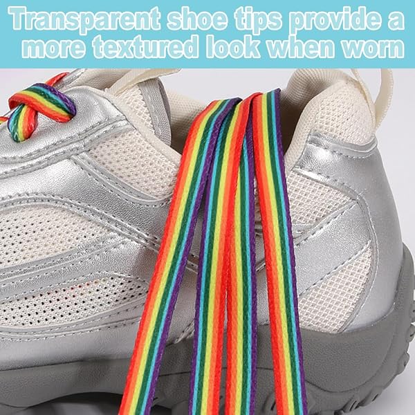 4 Pairs Rainbow Elastic Sports Shoe Laces with 2 Pieces Bracelet, Colorful Laces for LGBT Pride, 140cm Flat Laces for Running and Daily Life, Unisex Fashion Accessories - 3