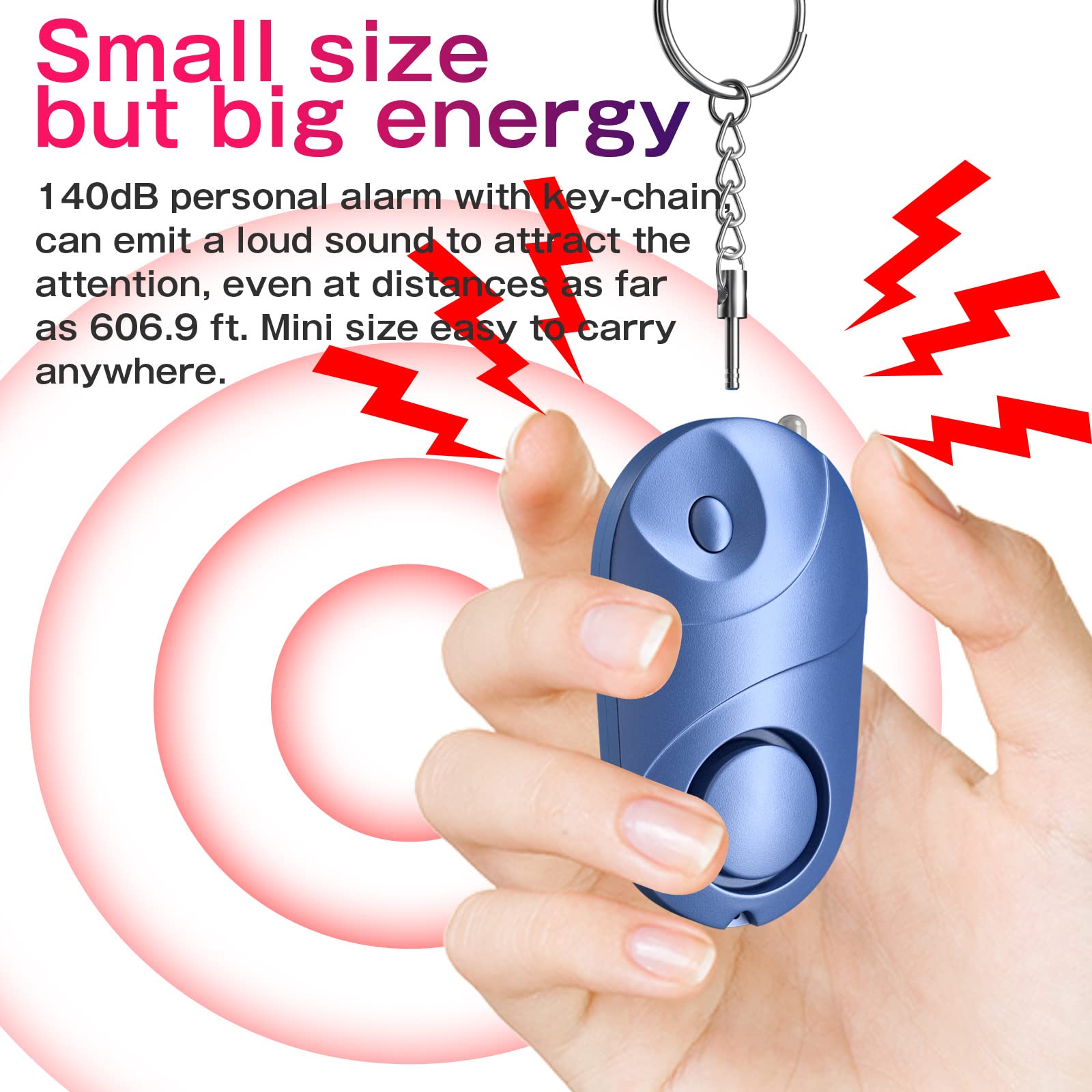 Alarma Personal Qoosea Sonido Seguro Safesound Alarma de Seguridad Personal Llavero Sirena 140 dB con luz LED, Alarma de Seguridad de Autodefensa de Emergencia para Niños/Mujeres/Ancianos/Estudiantes