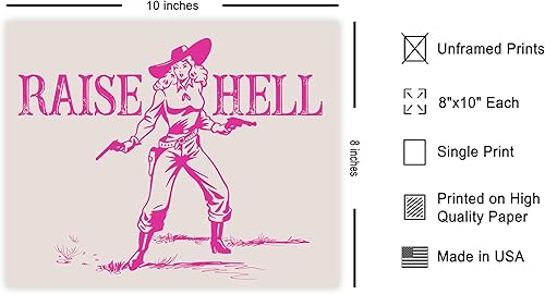 Miniatura 2 de Poster Master Póster de vaquera  Impresión retro rosa de subida del infierno  Arte occidental  Arte del salvaje oeste  Arte moderno  Regalo para