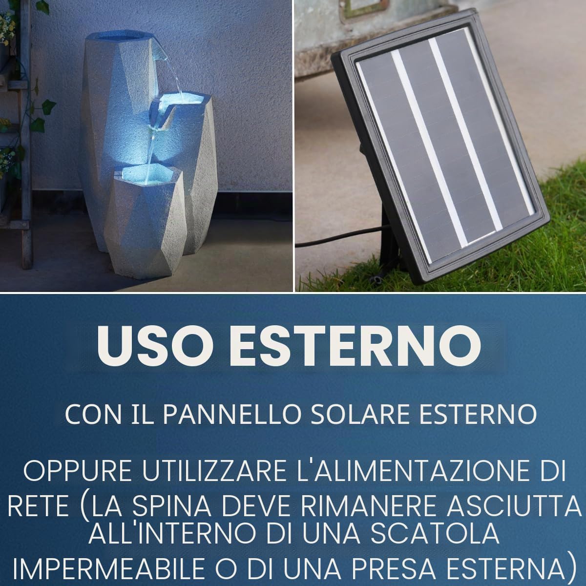 Festive Lights Fontana a cascata ad energia solare della serenità bianca LED dell'acqua del giardino della fontana di effetto pietra