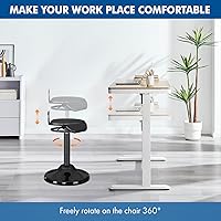 Vista 4 de Standing Desk Stool – Ergonomic 360° Swivel Chair with Adjustable Height (19.6–29.8 in) for Comfortable Sitting or Leaning
