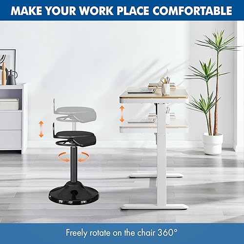Miniatura 5 de Silla de escritorio de pie  Taburete activo ergonómico y ajustable en altura  Silla portátil giratoria de equilibrio sentado  Fomenta una buena
