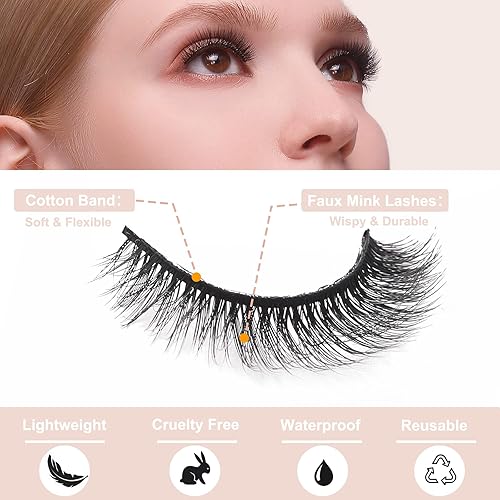Miniatura 3 de Pestañas de aspecto natural, pestañas cortas y gruesas de 0.47 pulgadas, pestañas esponjosas 3D de visón sintético, pestañas postizas con rizo C, 12