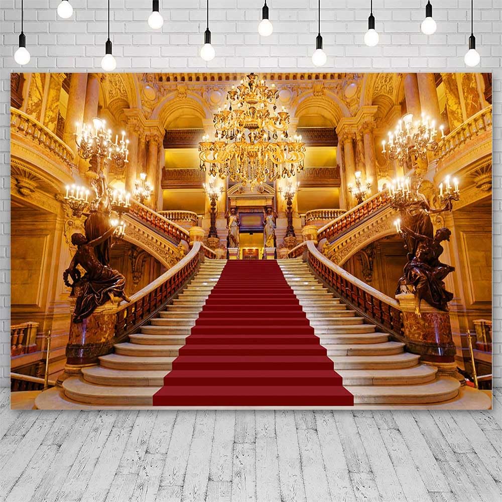 Roter Teppich & Königskrone Party-Hintergrund – 2,4x1,8m Schwarz-Gold Fotowand Für Events