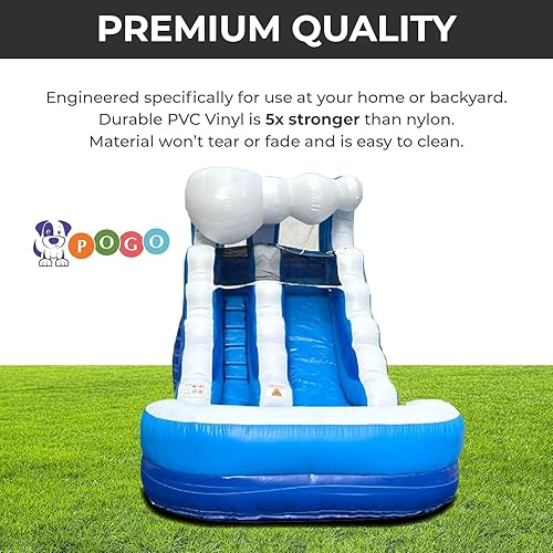 Miniatura 4 de Toboganes acuáticos inflables para niños  Toboganes acuáticos inflables para patio trasero con piscina de chapoteo  Tobogán de onda azul con piscina
