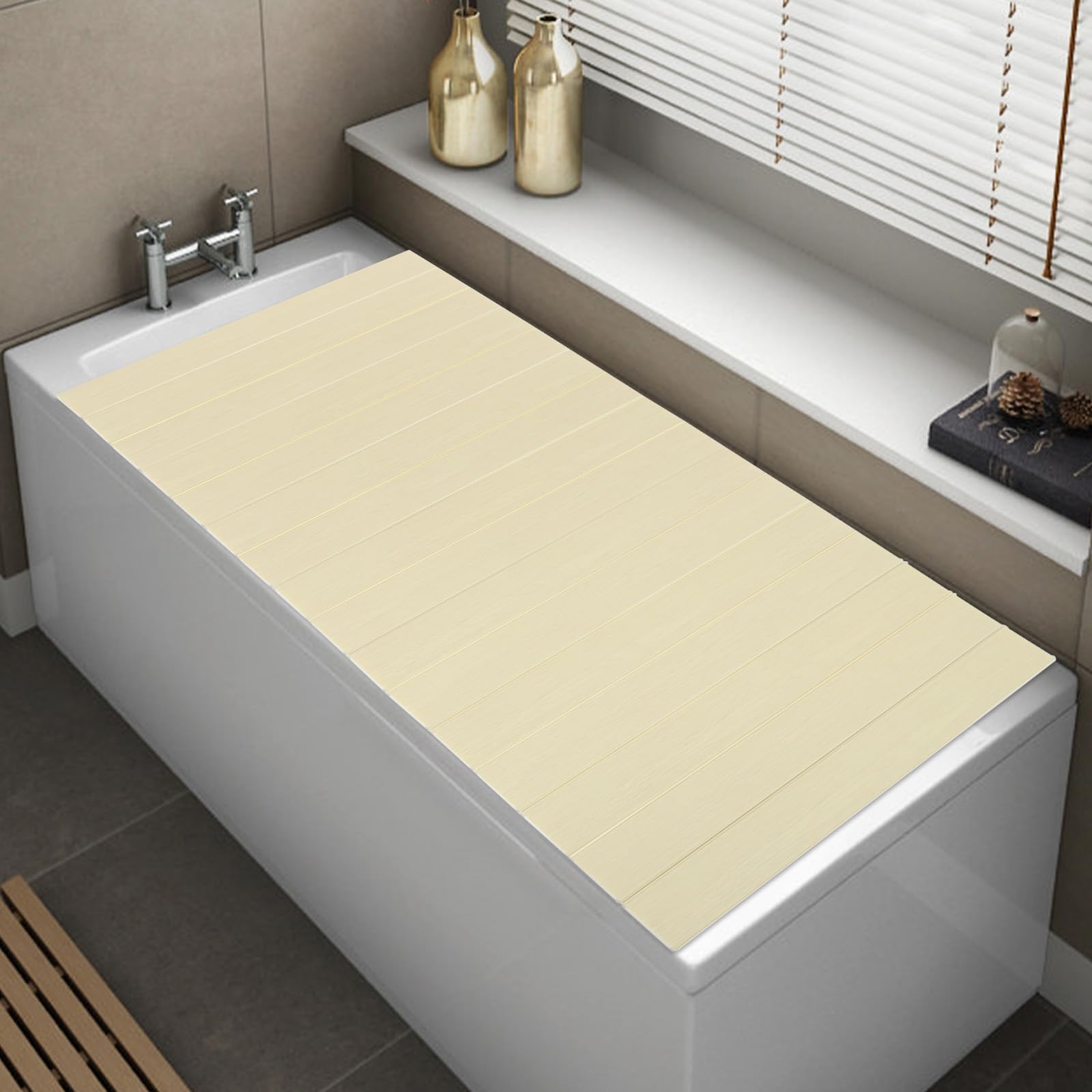 Housse de baignoire pliable, jaune, 170 x 75 cm, en PVC, capacité de charge jusqu'à 5 kg, couverture de baignoire moderne, pliable et peu encombrante, conservation de la chaleur et protection contre