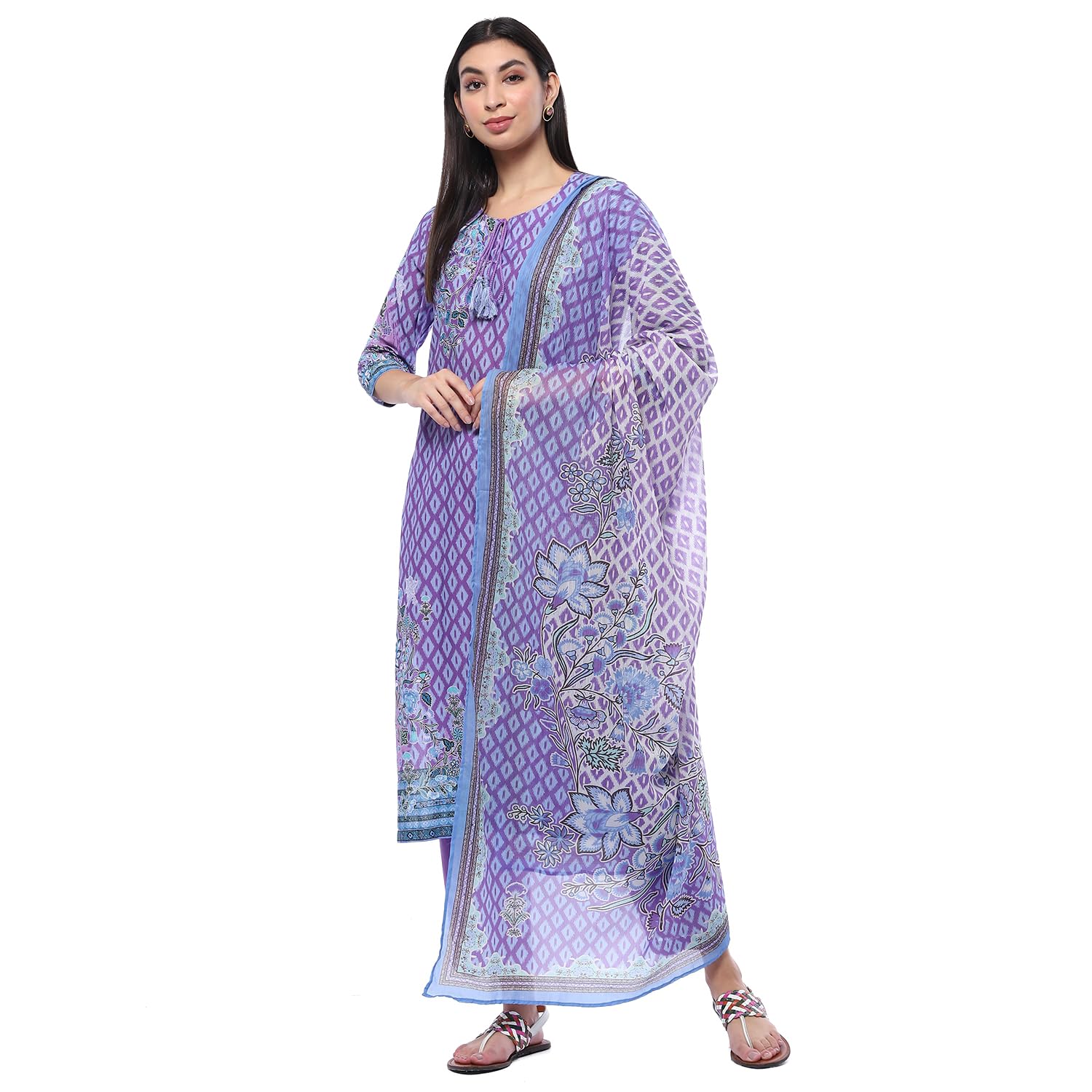 biba Women's Purple Cotton Straight Suit Set-picture-13