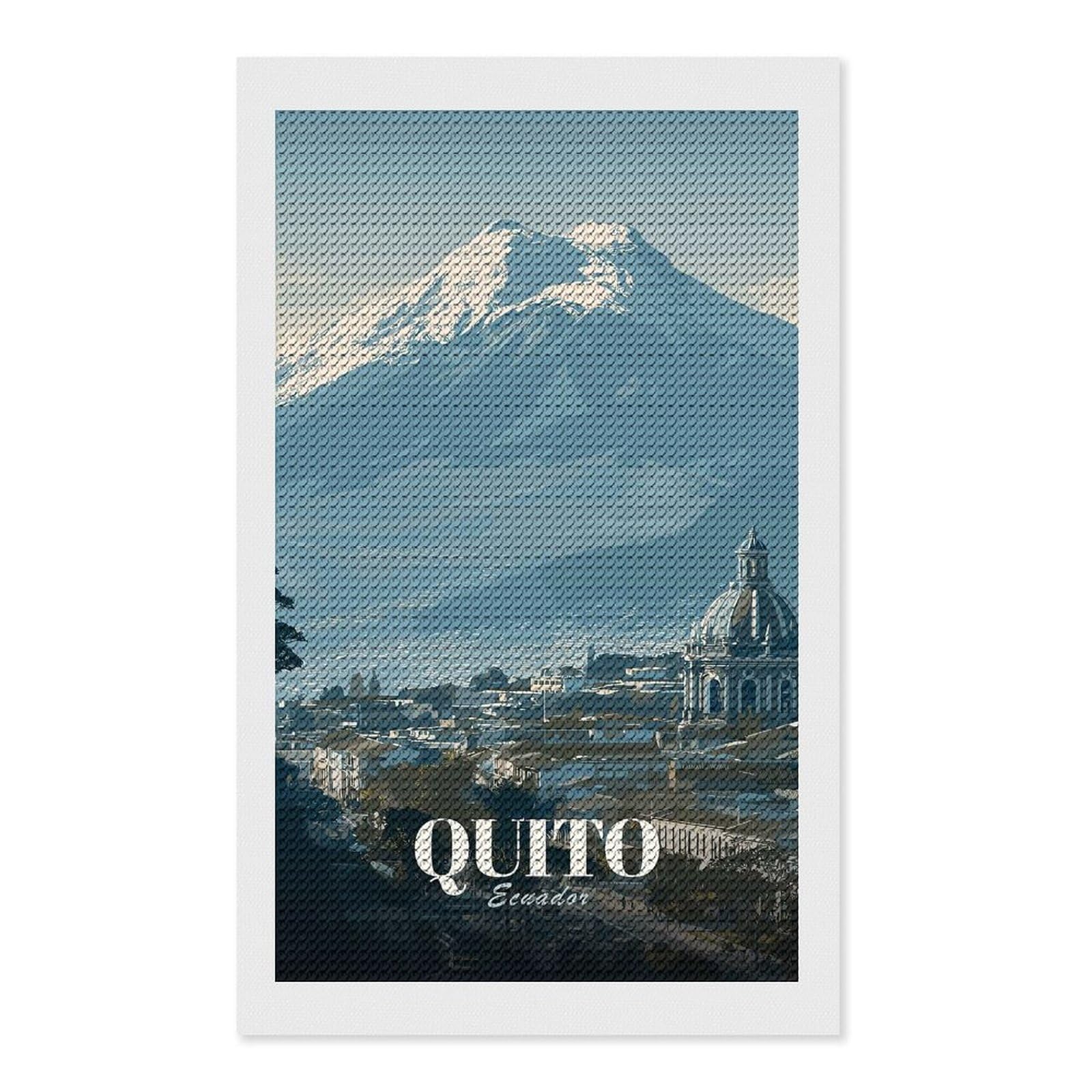 Junmoney Quito, Ecuador Travel (2) Round Drill Diamond Painting 12"x20", Satisfying Creative Project, Complete Accessories, Printed Canvas