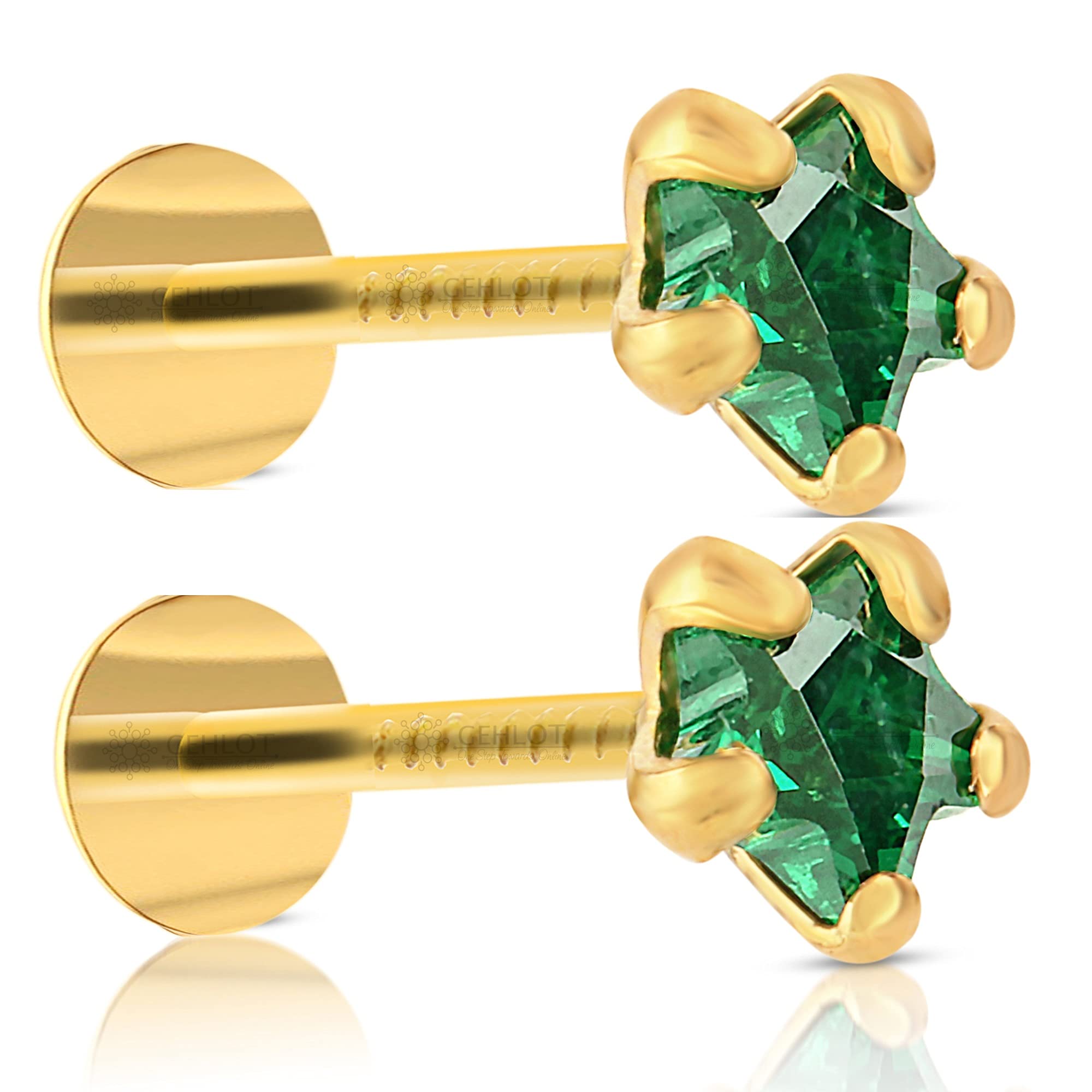 GEHLOT ; OneStep Towards Online Star Diamond | 14K Pure Yellow Gold Nose Pins & Earring Studs Jewellery | Piercing Nose Pins and Earring Stud Combo For Women & Girl - Green (B09GBC6X49) Amazon Price History, Amazon Price Tracker