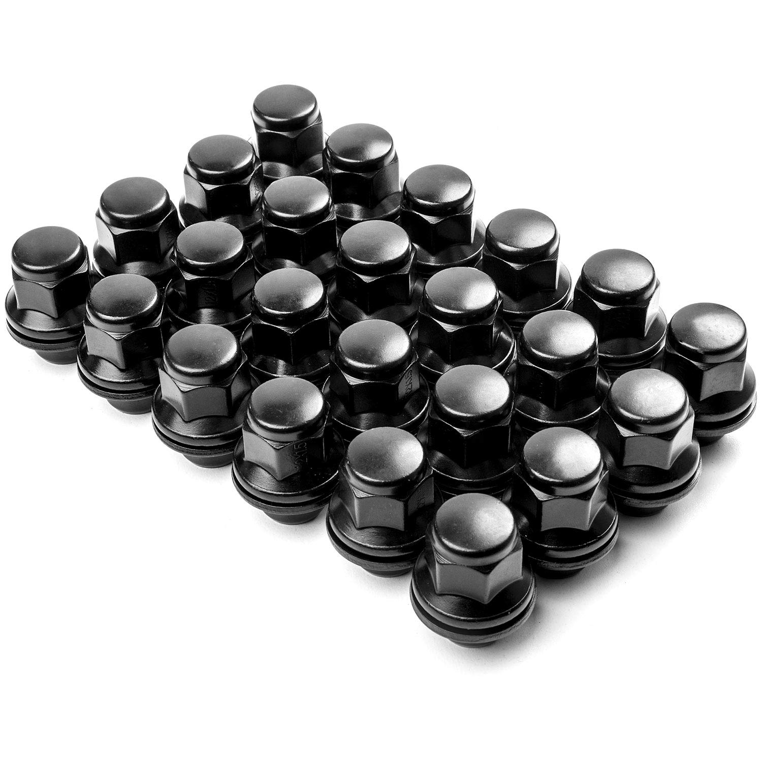 Krator 24x Black 12x1.5 Hex Lug Nuts Compatible with 2009-2015